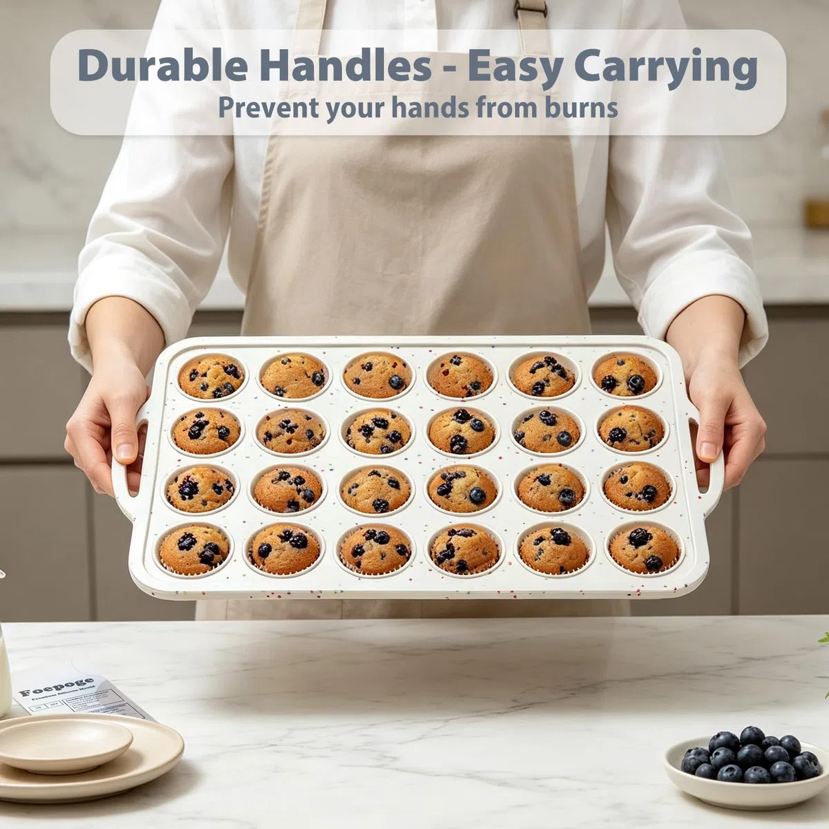 Mini Muffin Backform Backen: 24er Silikon Muffinform mit Metallrahmen & Griff - Verschüttungsfreier stabiler Transfer - Antihaft Minimuffinform für leichtes Lösen - Ideal für Backanfänger