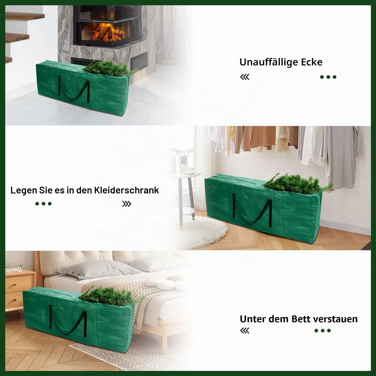 RICHIE Künstlicher Weihnachtsbaum Aufbewahrungstasche für 2,5m Tannenbaum, Aufbewahrungstasche für Weihnachtsbaum, praktisch zur Aufbewahrung von Weihnachtsbäumen, Verstärktem Tragegriff (Grün)