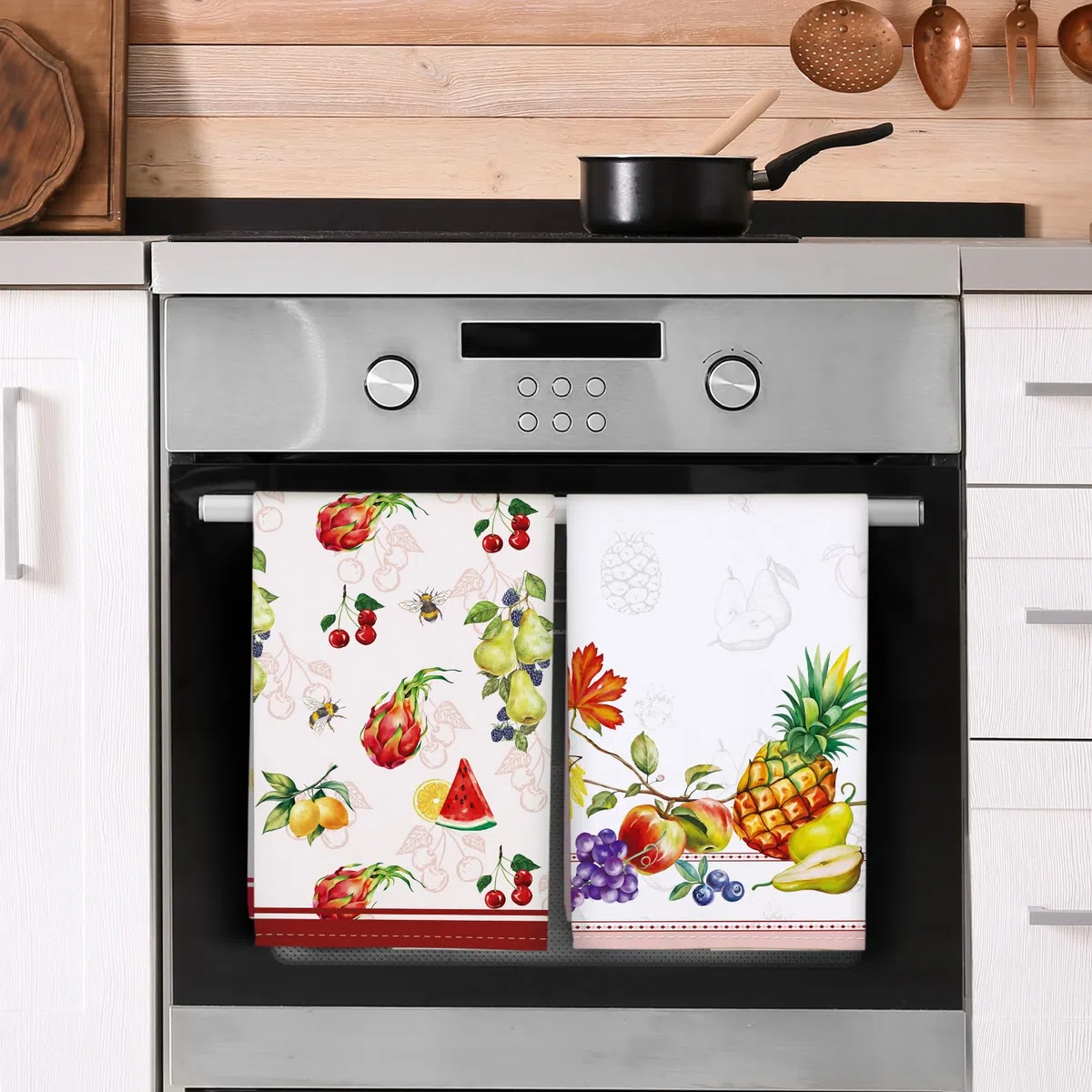 Küchentücher Baumwolle 4 Stück, Geschirrtücher 100% Baumwolle Obst Küchenhandtuch Set Multi-Purpose Hochwertige Küche Trockentuch Bar Handtücher 48 x 70CM