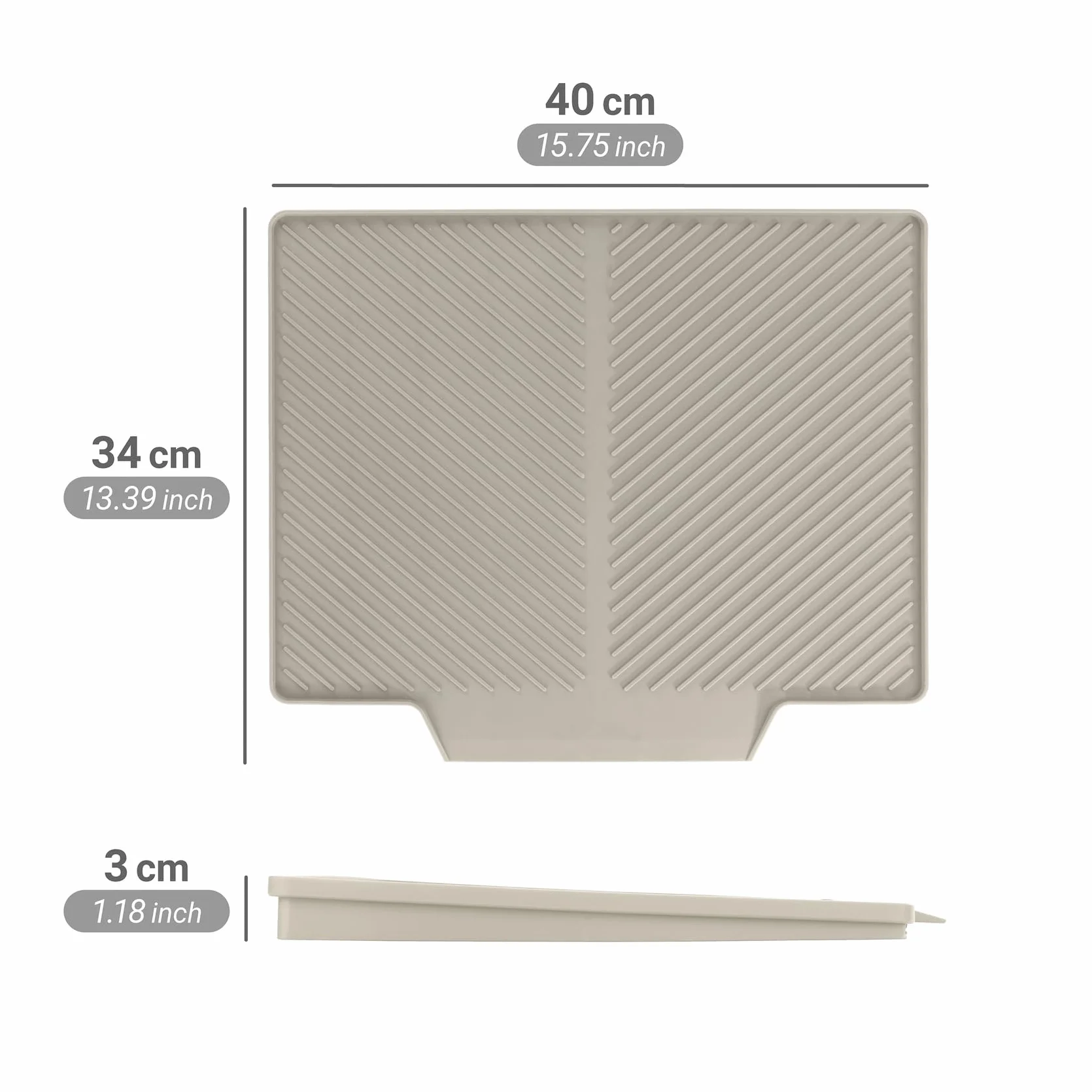 WENKO Spülen Mod. Nelia Abtropfmatte spülmaschinengeeignete Küchenhelfer Geschirrabtropfmatte mit Rillenstruktur aus Kunststoff 34 x 3 x 40 cm beige