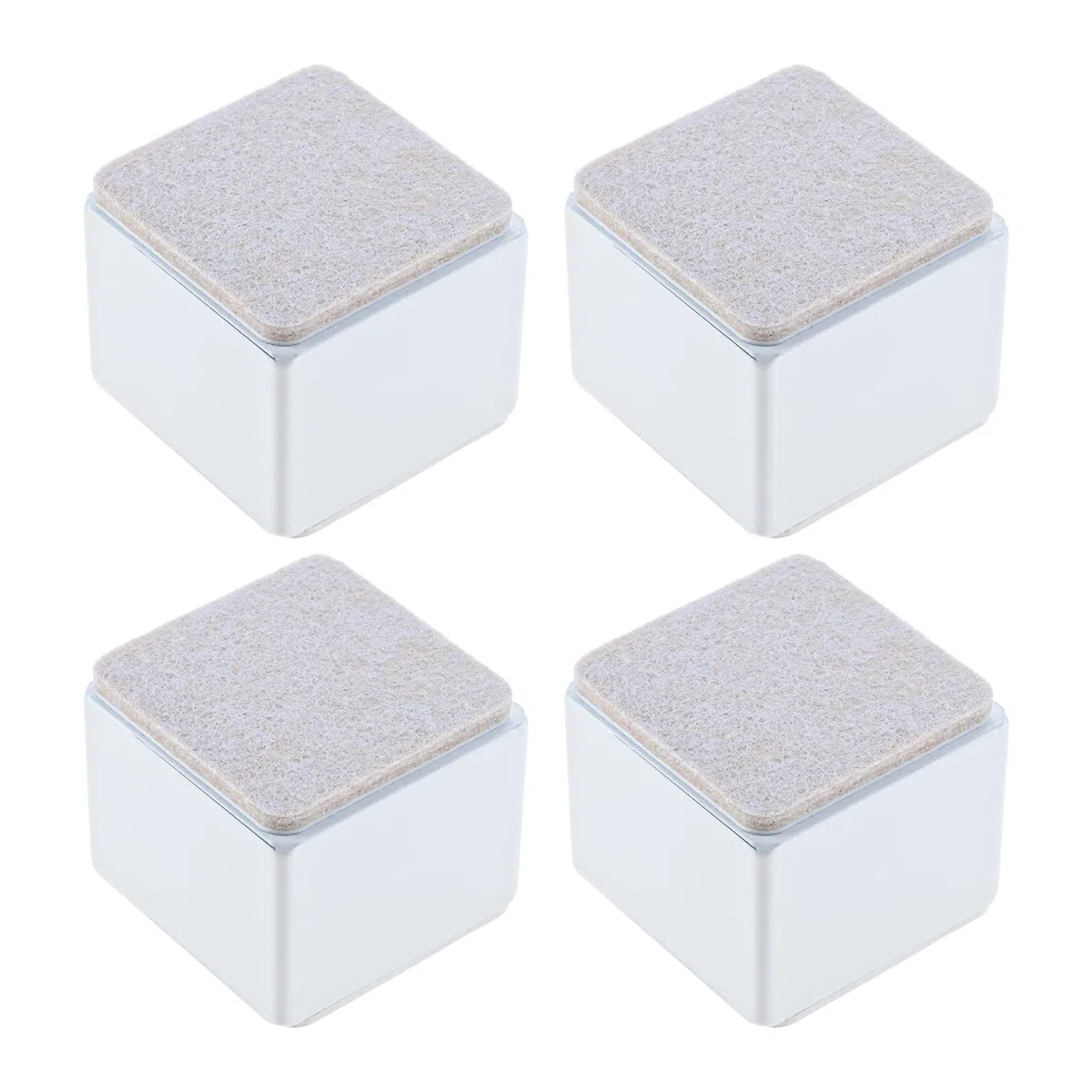 4 Stück Karbonstahl Möbelerhöhung 5 cm Hoch, Selbstklebende Möbelerhöhung, 60x52mm, Möbelfüße zum Kleben, Möbelerhöher für Sofa Couch Tisch Schrank Bett Schreibtisch Erhöhung (Weiß/Quadrat)