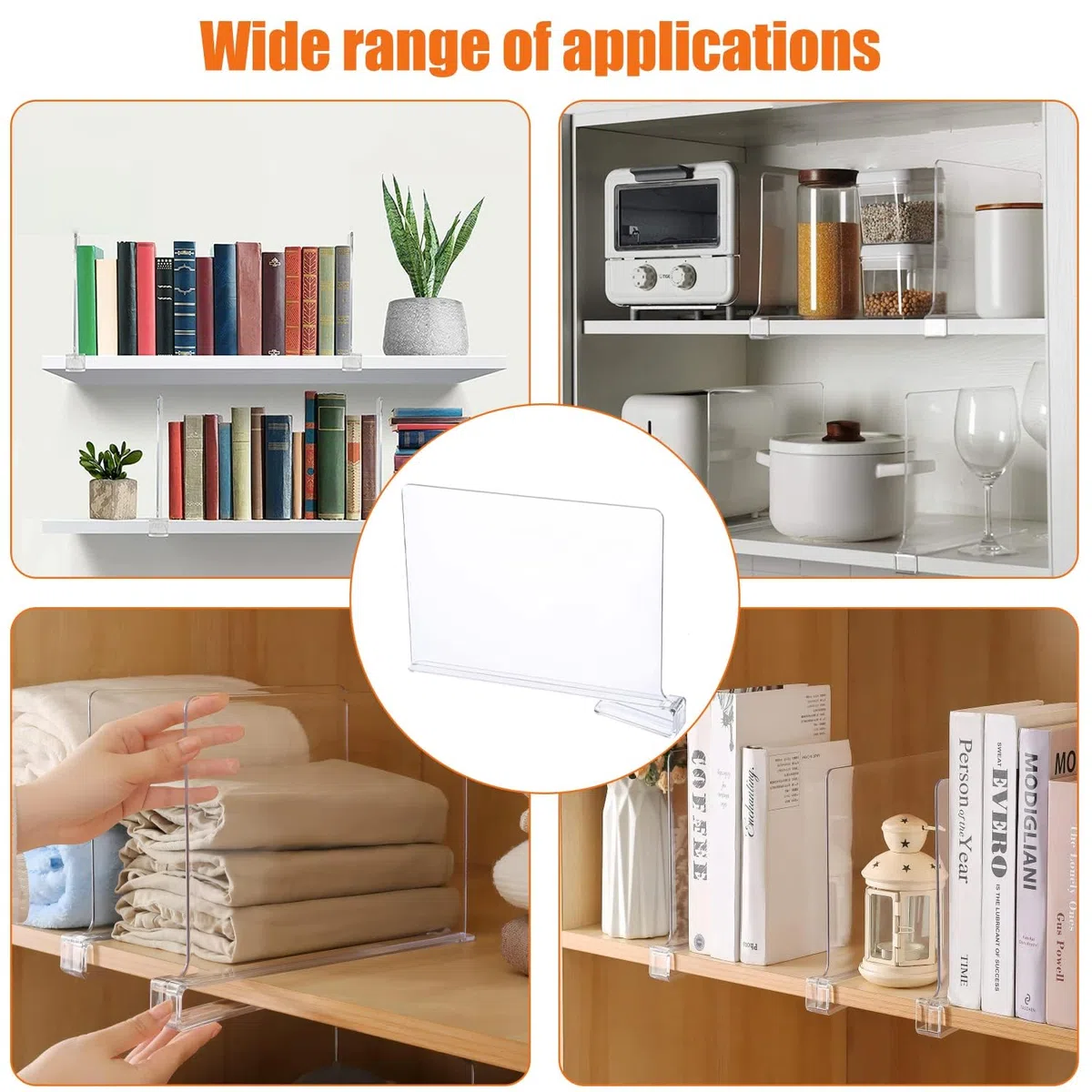 8 Stück Transparente Regaltrenner Kleiderschrank,30x20cm Shelf Divider Acryl, Multifunktionaler Schrank Regal Trenner, für Schlafzimmer, Aufbewahrung