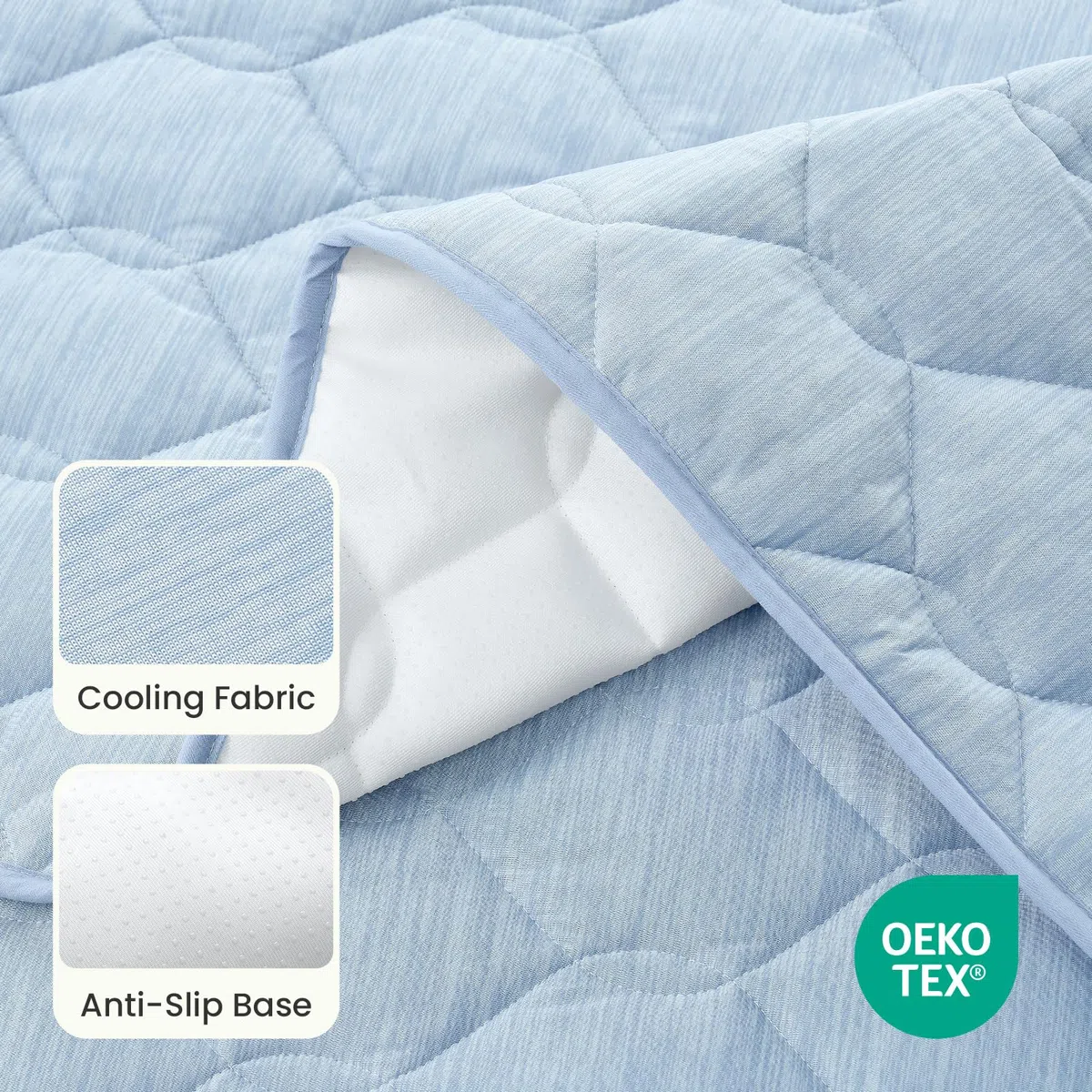 COZY KISS Kühlende Sofa überzug, Q-Max > 0.4, Waschbar Sommerliche Kühlende Sofabezug & Autositzschoner, Flüssigkeitsdichte Katzematte, Alljahres-Auflage für Haustiere, 70x210cm, Blau