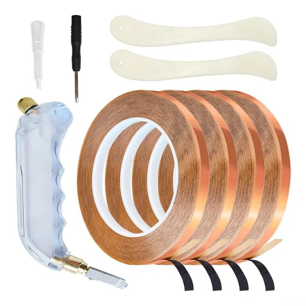 Kupferband Selbstklebend,Kaschiertes Kupferband Schwarz 3/16 Zoll Für Glasmalerei Und Handwerk 4 Rollen À 36 Yards Geeignet Für Transparente Gläser