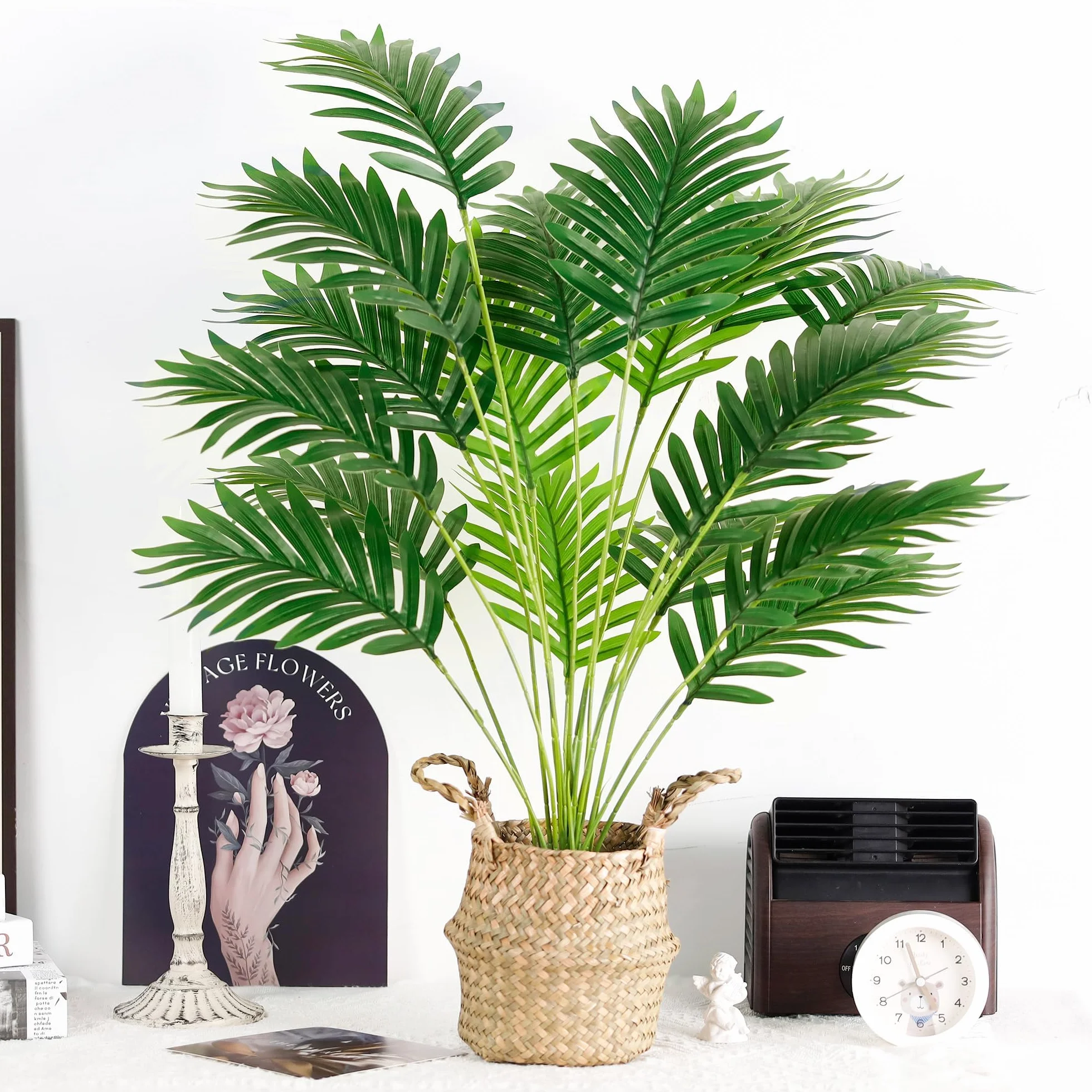 Der Rose Kunstpflanze Künstliche Palme 71cm Künstliche Pflanzen Kunstpflanzen Groß Fake Plant für Wohnzimmer Balkon Flur Boho Deko Außen