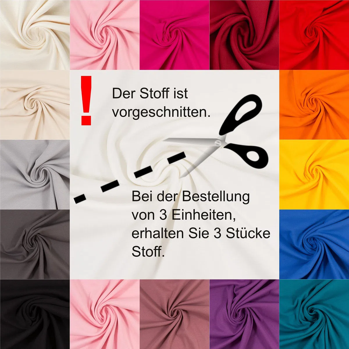 Musselin Baumwollstoff Webware Meterware Coupon (weiß, 2,0m) (5003) + 23 weitere Farben