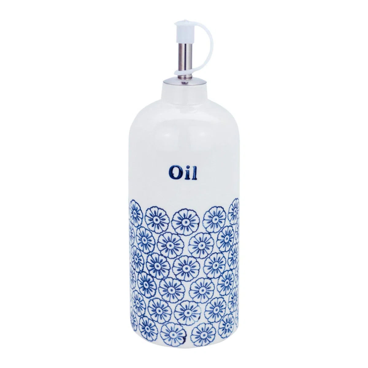 Nicola Spring Handgedruckte Olivenölgießflasche - 500ml - Marine