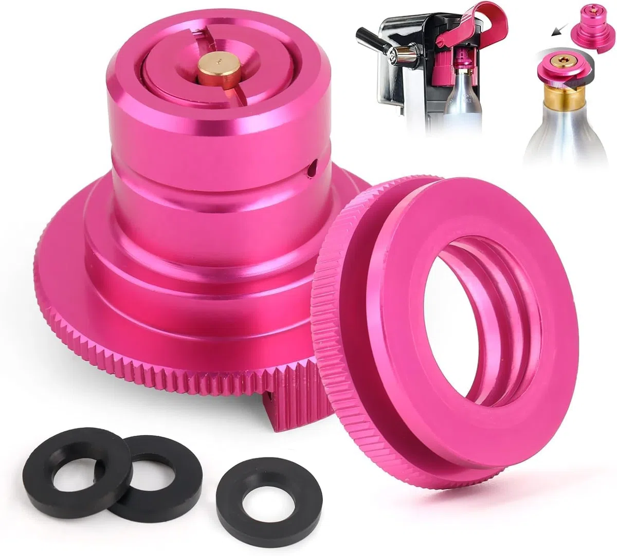 CO2 Quick Adapter, Aufgerüstet Soda Zylinder Quick Connect für CO2 Soda Kompatibel mit Duo/Terra/Art/E-Duo/Crystal 3.0/Gaia Sprudelwasserbereiter, Schnelladapter fur Soda Trapezgewinde TR21-4(F-QC3.0)