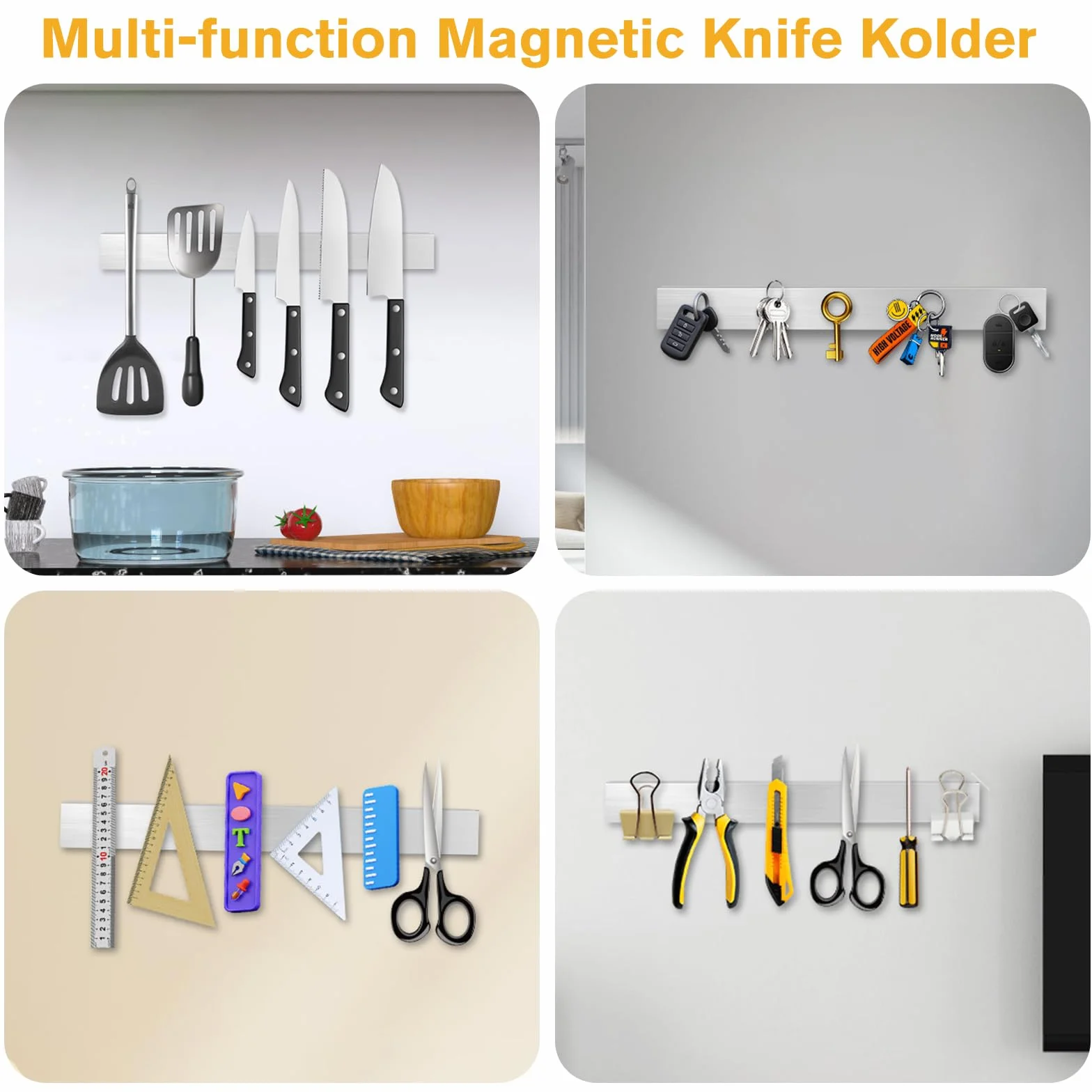 Magnetleiste Messer 40cm aus Edelstahl, MXTIMWAN Messerleiste Magnetischer Magnetisch, Magnetleiste Selbstklebend aus Edelstahl, Messermagnete Wand für Messer, Küchenutensilien, Werkzeuge
