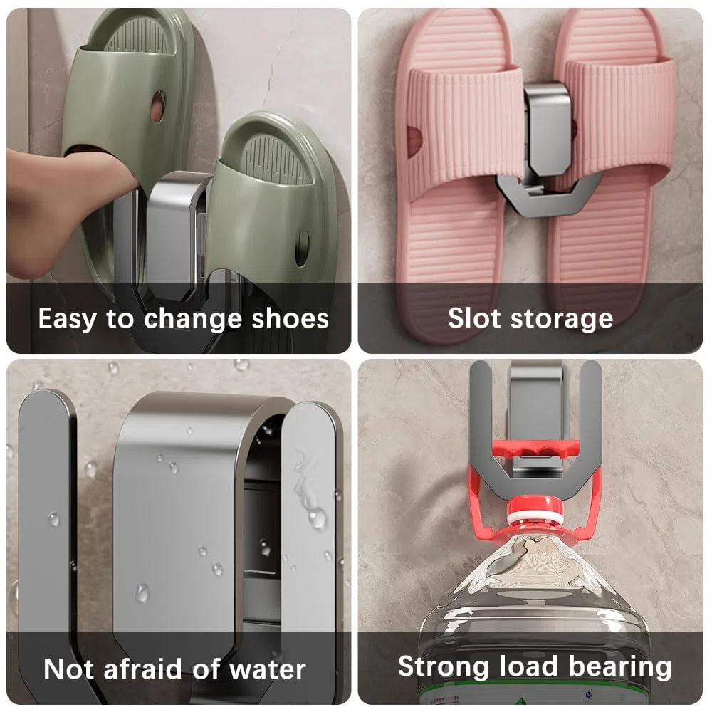 Schuhhalter Wand, 4 Stück Aufklebbaren Schuhregal zur Wandmontage Ohne Bohren Kohlenstoffstahl Schuh Regal Haken für Badezimmer, Schlafzimmer, Kleiderschrank, Flur