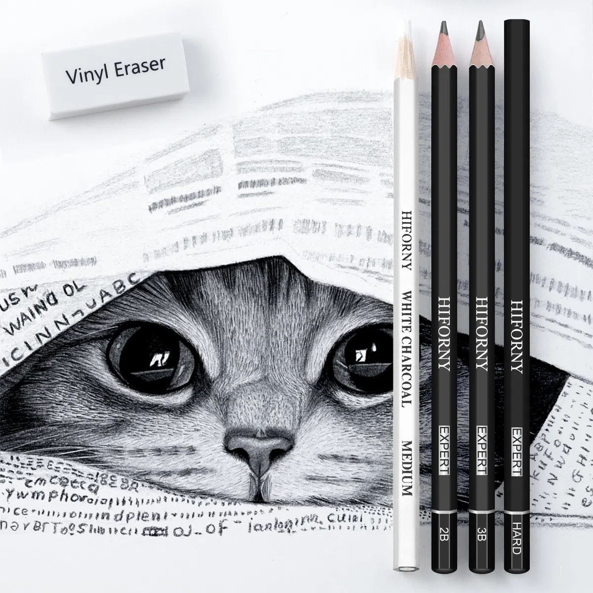 HIFORNY 28-teiliges Skizzierstifte-Set, Skizzenstifte, Kunstzubehör mit Graphit, Anthrazit, Mischwerkzeuge, Zubehör, Zeichenset für Erwachsene, Künstler in Rolltasche auf Leinwand