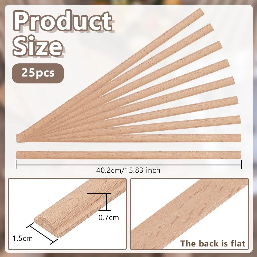 OLYCRAFT 25 Stück 3D Dekorative Holzzierleiste Unvollendete DIY Zierleisten Zylinder Holzzierleiste 40.2cm Dekorative Klöppelholzleisten Für Zuhause Wand Tür Bordüre Decke Schrank – 15mm Breit