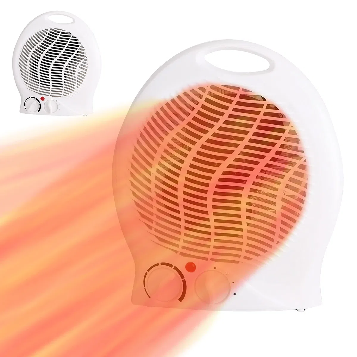 Heizlüfter mit 3 Heizstufen | kompaktes Heizgebläse | starkes Gebläse 2000W | mit Überhitzungsschutz und Kippschutz (Heizlüfter weiß 1000/2000 Watt)