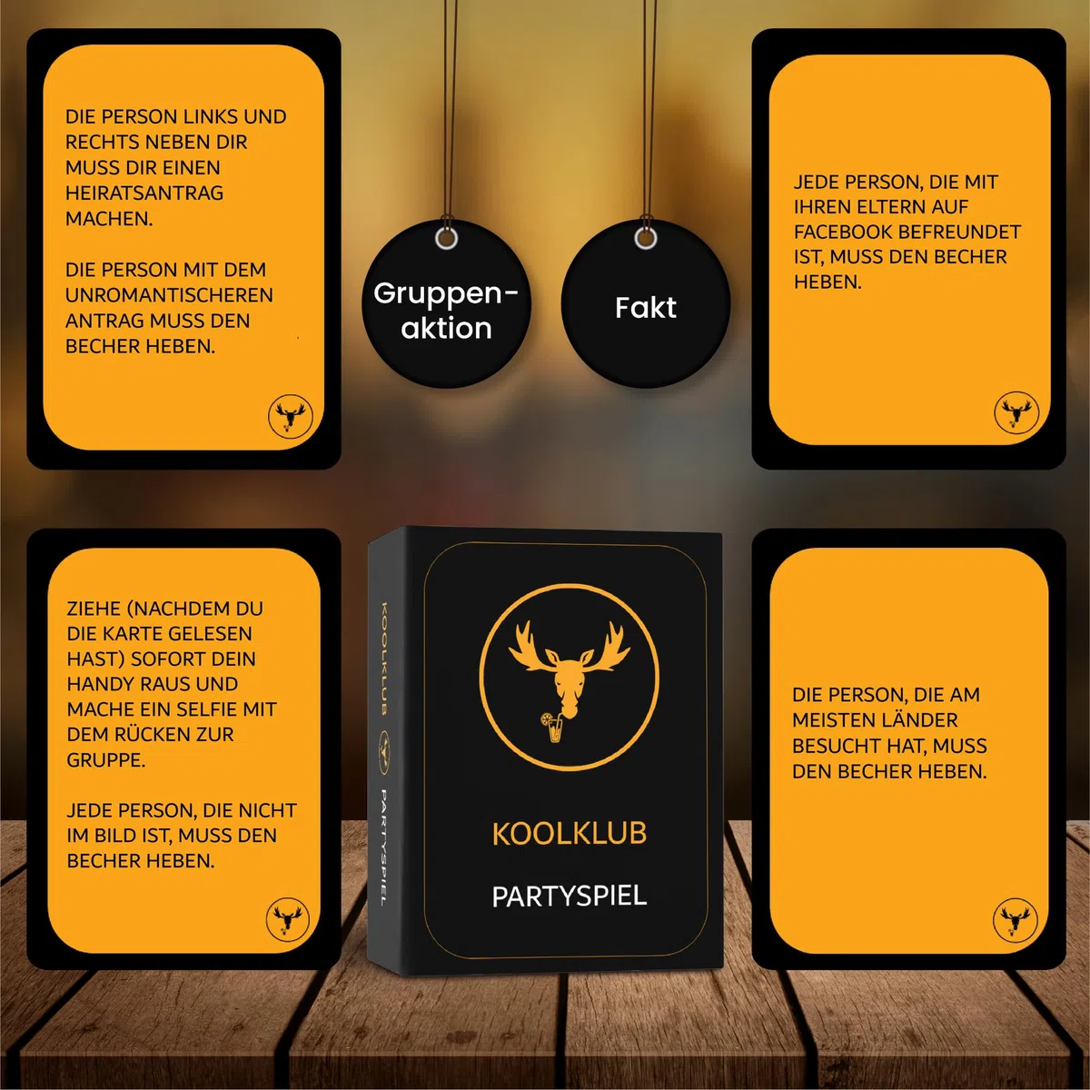 KOOLKLUB-PARTYSPIEL | Das unterhaltsamste Partyspiel in Deutschland | Kartenspiel Spieleabend Party Zubehör Gesellschaftsspiel | 100 Karten | Geschenk Junggesellenabschied Geburtstag Geschenkidee