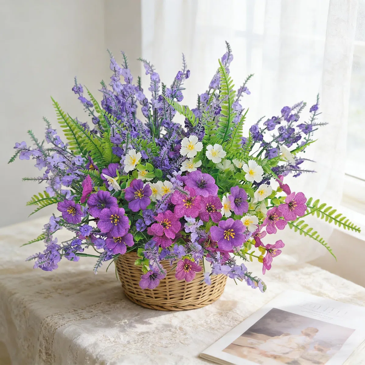 18 Künstliche Blumen Balkon Kunstblumen Wie Echt Wildblume Zweige Wetterfest Balkonpflanzen Outdoor Pflanzen Frühlings-Sommer Blumenstrauß Fake Seidenblumen für Topf vase Innen Außen