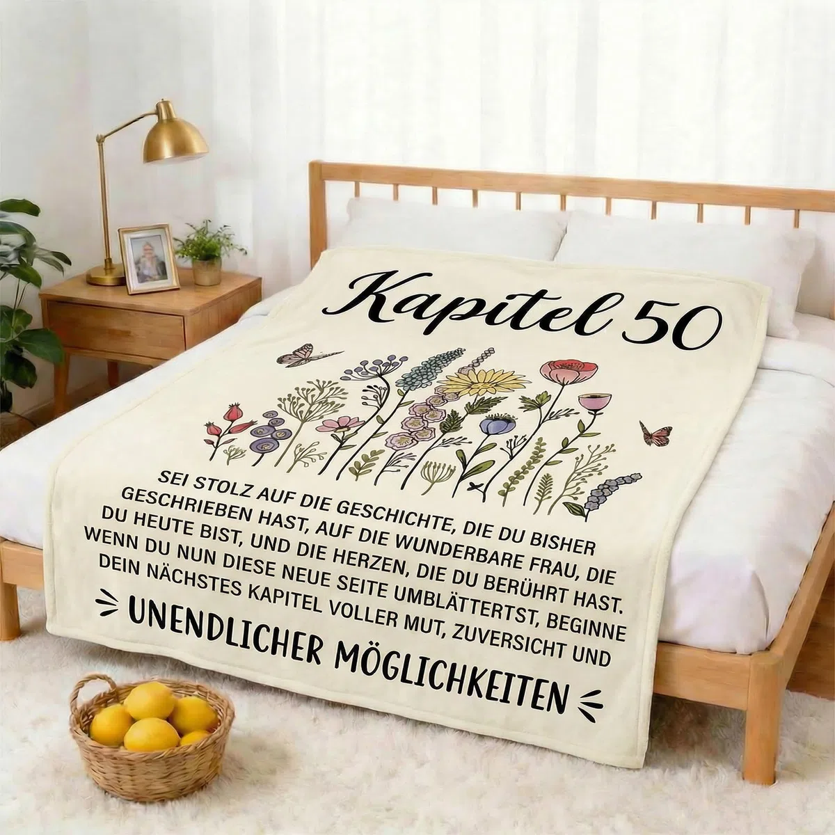 Geschenke zum 50. Geburtstag für Frauen, Flanell-Wohndecke 130 x 150cm, Geschenk für eine 50-jährige Frau, Geschenk für Sie aus dem Jahr 1976, Geburtstagsgeschenke für Damen, Mama, Oma, Ehefrau