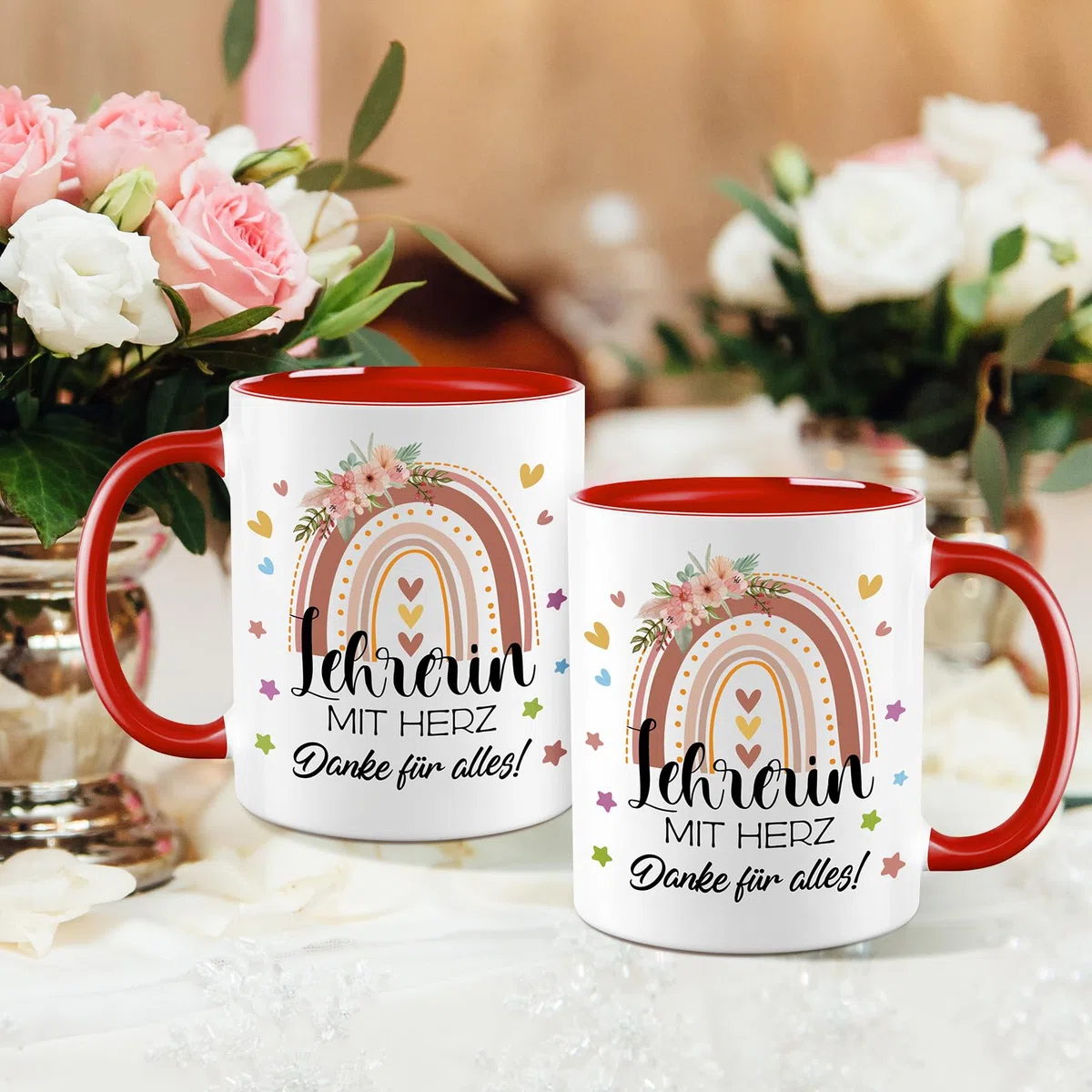 Lehrerin Geschenk Tasse, Tasse Lehrerin, Abschiedsgeschenk Lehrerin, Dankeschön Geschenke Kaffeetasse - Lehrerin mit Herz, Danke für alles!