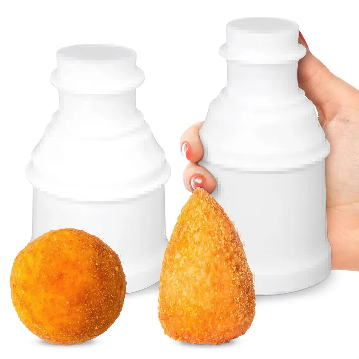2 Stück Onigiri Form, 2 Form Arancini Maker, Onigiri Maker, FleischbäLlchen Former, 80–160g Fassungsvermögen, Mould für Fleischbällchen, Kartoffelkroketten, Arancinotto (Kreisförmig/Konisch)