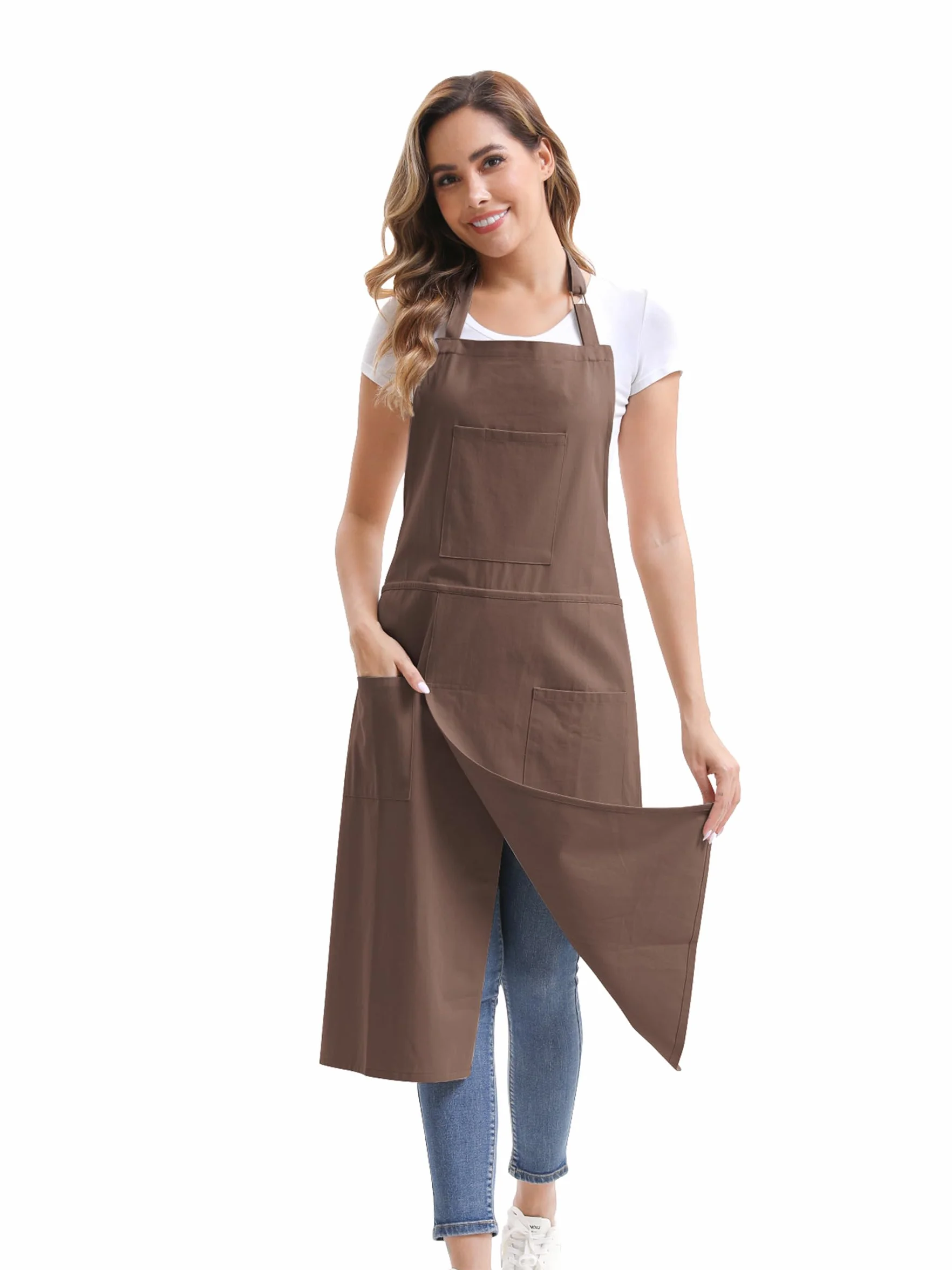 Nanxson Unisex Schürze Töpfer Schürze Lang Schürze mit 3 Taschen verstellbare Schnalle für Malerei Keramik Rad DIY Kunst