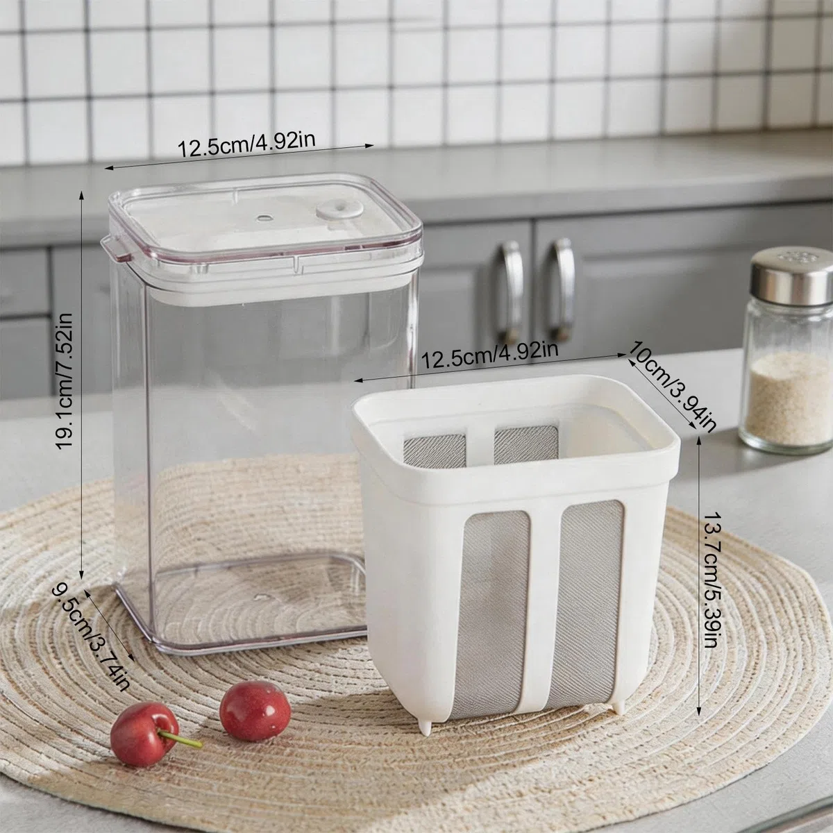 1800 ml Joghurt Sieb mit Deckel, Joghurt Presse mit Feines 80er-Edelstahlsieb, Wiederverwendbares Molketrenner für Zubereitung von Griechischem Joghurts und Käse