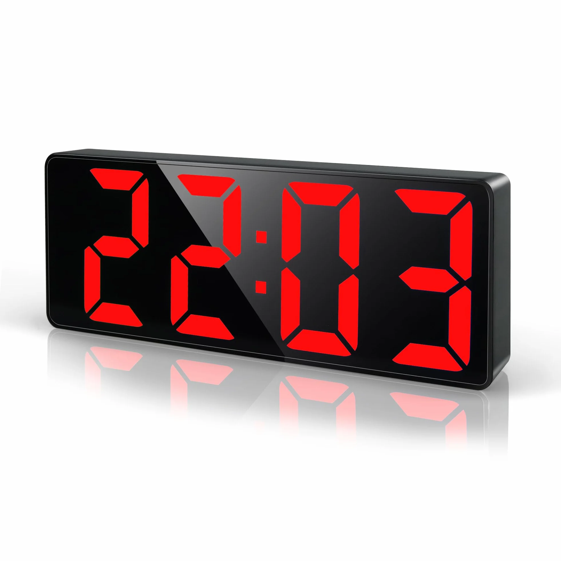 Lafocuse LED Wecker Digital mit Großen Zahlen, Tischuhr Digitaler mit Snooze, Helligkeit Regelbar, 12/24HR für Nachttisch Schlafzimmer Büro, Rot