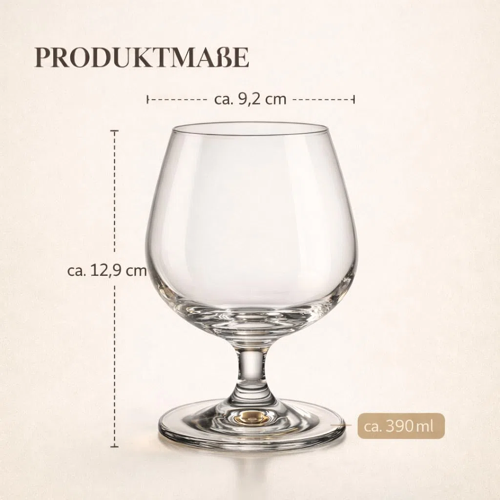 CRISTALICA Cognac Gläser Napoli 390 Ml – Cognac Schwenker Set (2er), Brandy Gläser Bauchige Form Für Volles Aroma - Cognacgläser & Schwenker Ideal Für Brandy Und Weinbrand