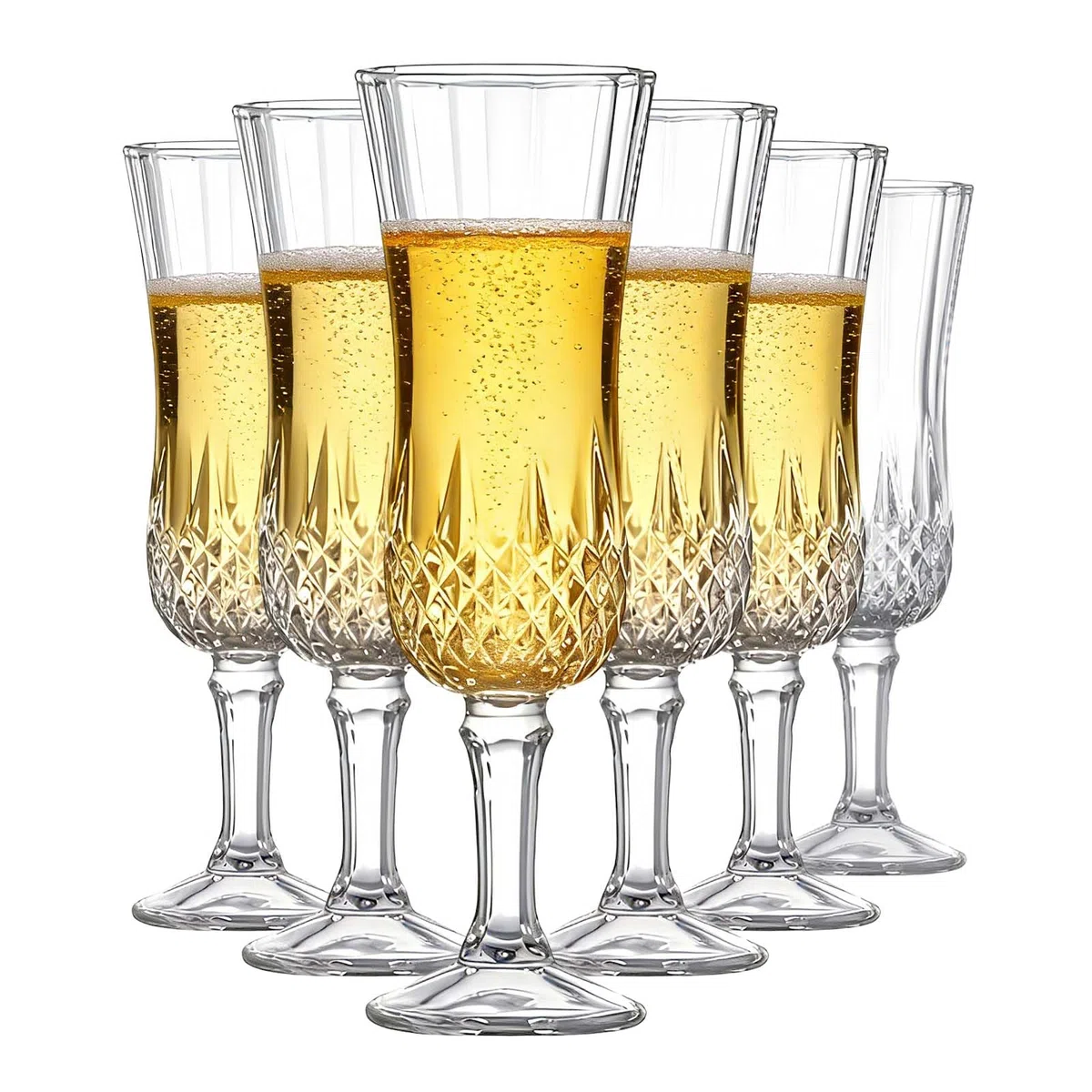 Gläser Set 6 162 ml Champagnerflöten, Vintage Stil, Wiederverwendbare Transparente Weingläser, Elegantes Design, Perfekt für Feierlichkeiten