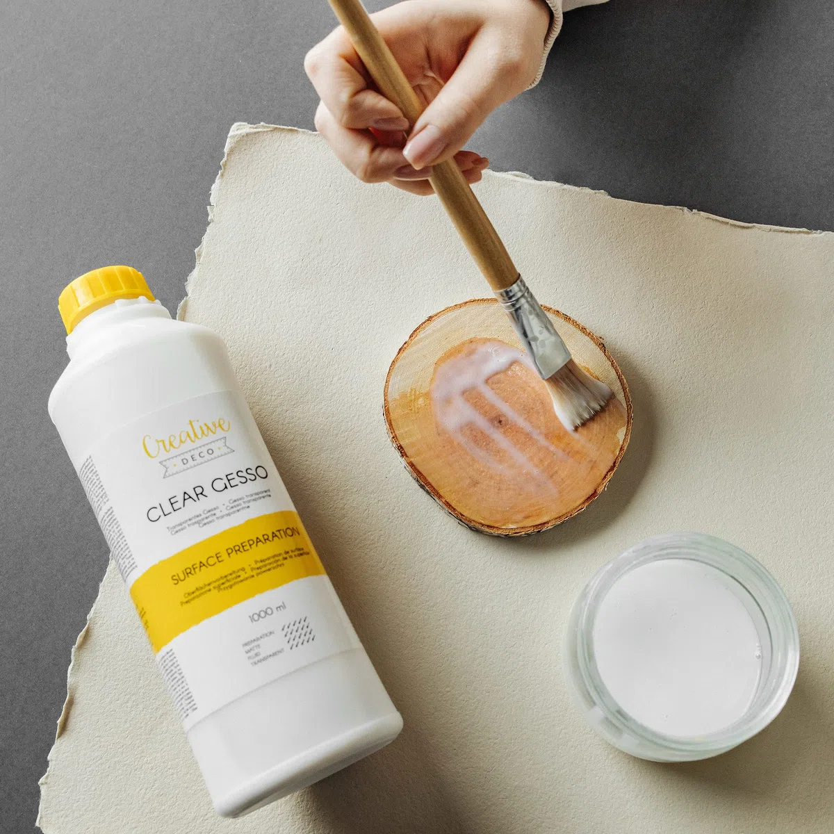 Creative Deco Professionell Klar Gesso | 1L | Farbzusätze für Acrylmalerei Grundierung für Malerei | Ideal Primer für Acryl-Farben, Öl-Farben, Pouring, Decoupage, Finnabair, Malfarbe | Grundfarbe-n