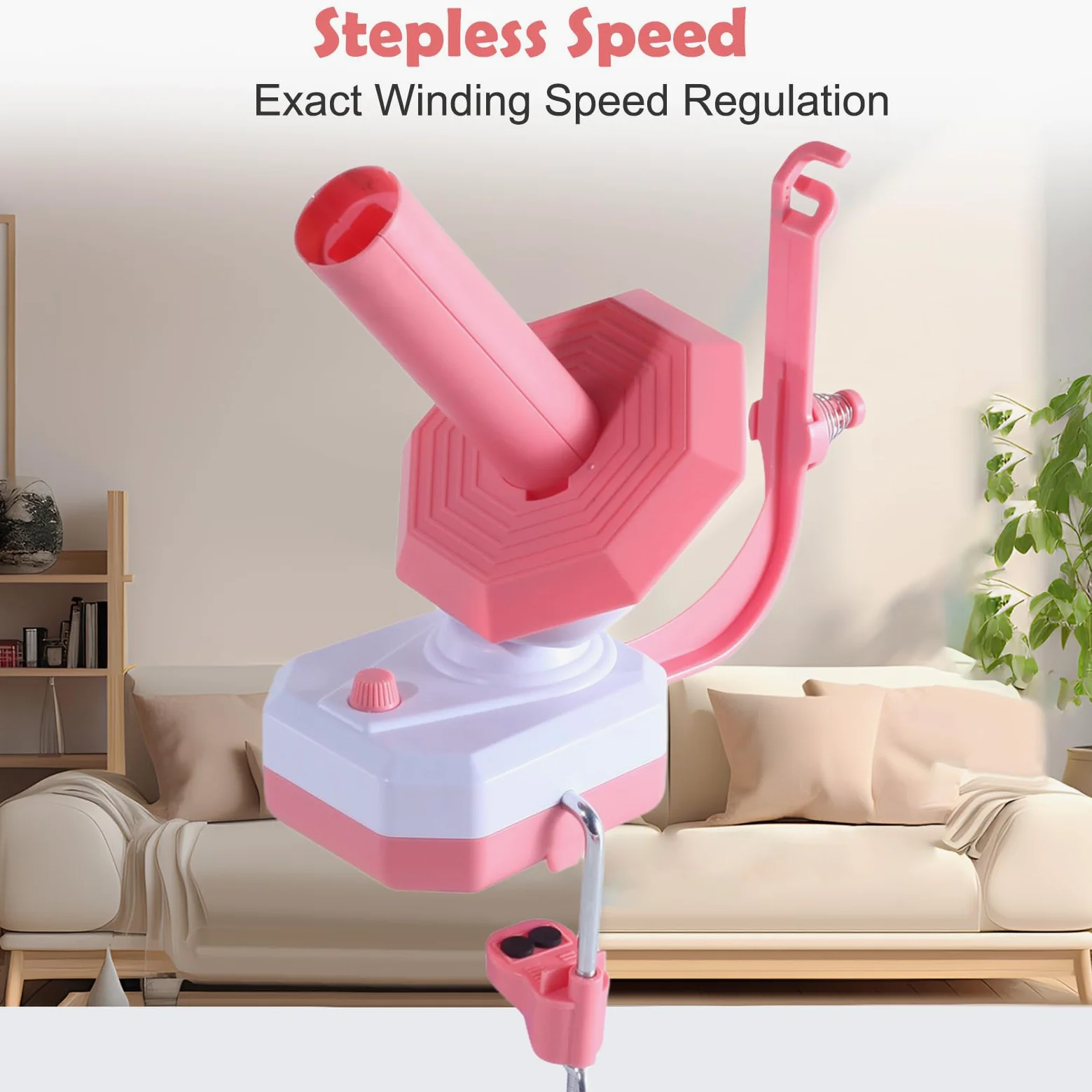 Wollwickler Elektrisch - Automatisch Yarn Winder, Wollabwickler, Kugelwickler, Garnwickler für Häkeln mit Stufenloser Geschwindigkeit, Idealer Helfer für Strickliebhaber (Rosa)
