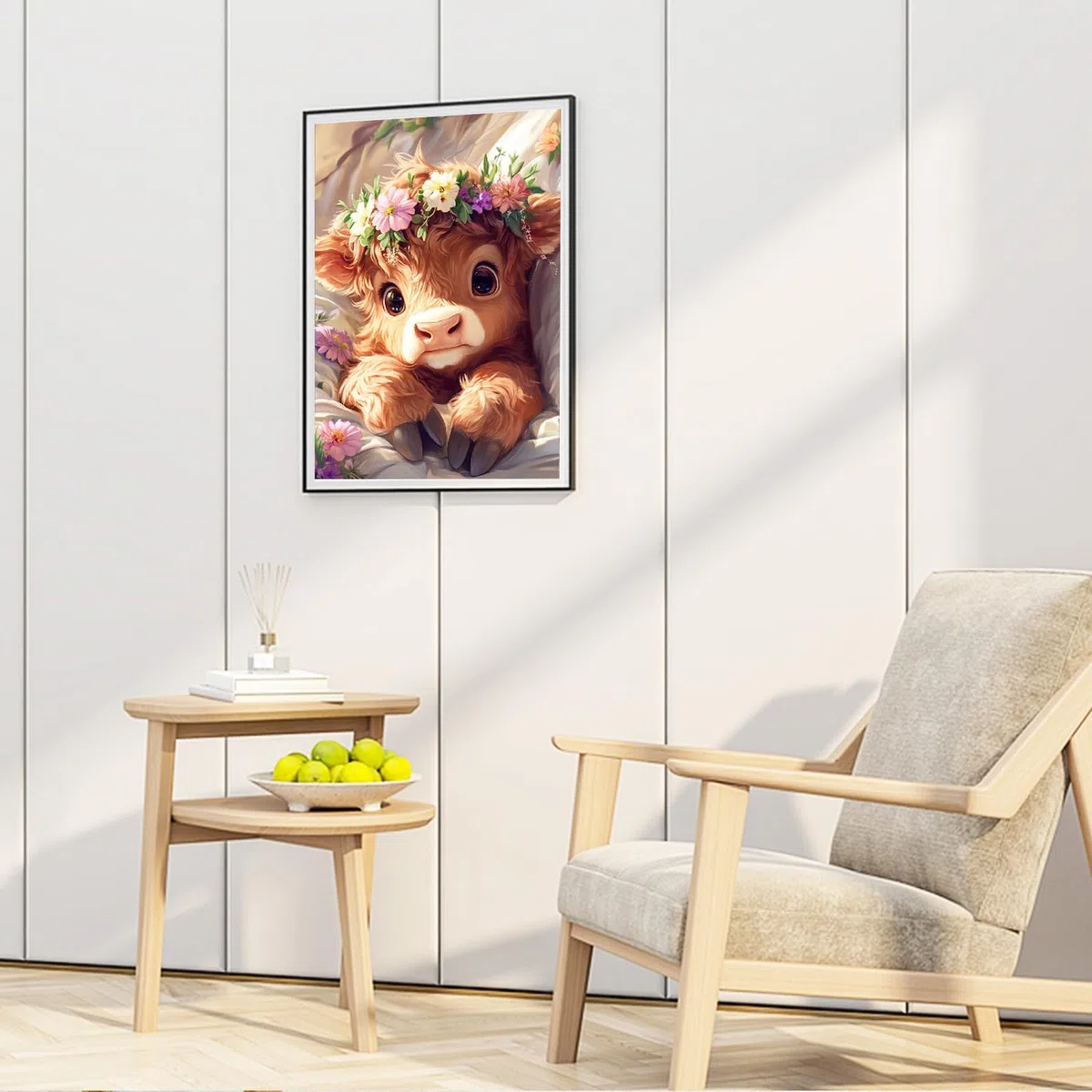 Bowetile Kuh Malen nach Zahlen für Erwachsene mit Rahmen, Tiere Malen nach Zahlen mit Holzstaffelei für Anfänger Leinwand Kit,Gemäide Bastelset auf Leinwand mit Pinseln für Home Decor 20x30cm