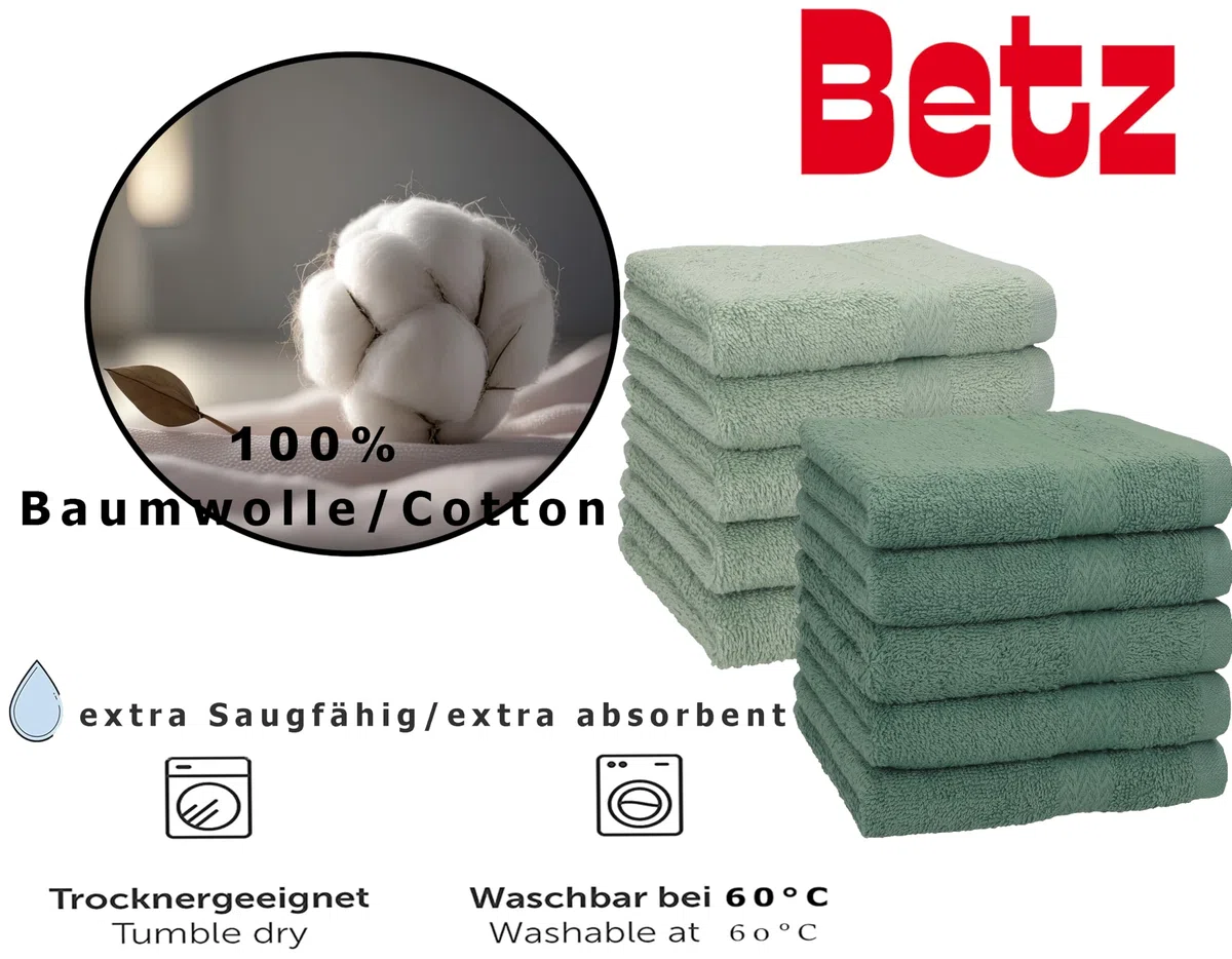 Betz 10 Stück Seiftücher Premium 100% Baumwolle Größe 30x30 cm Farbe heugrün - tannengrün