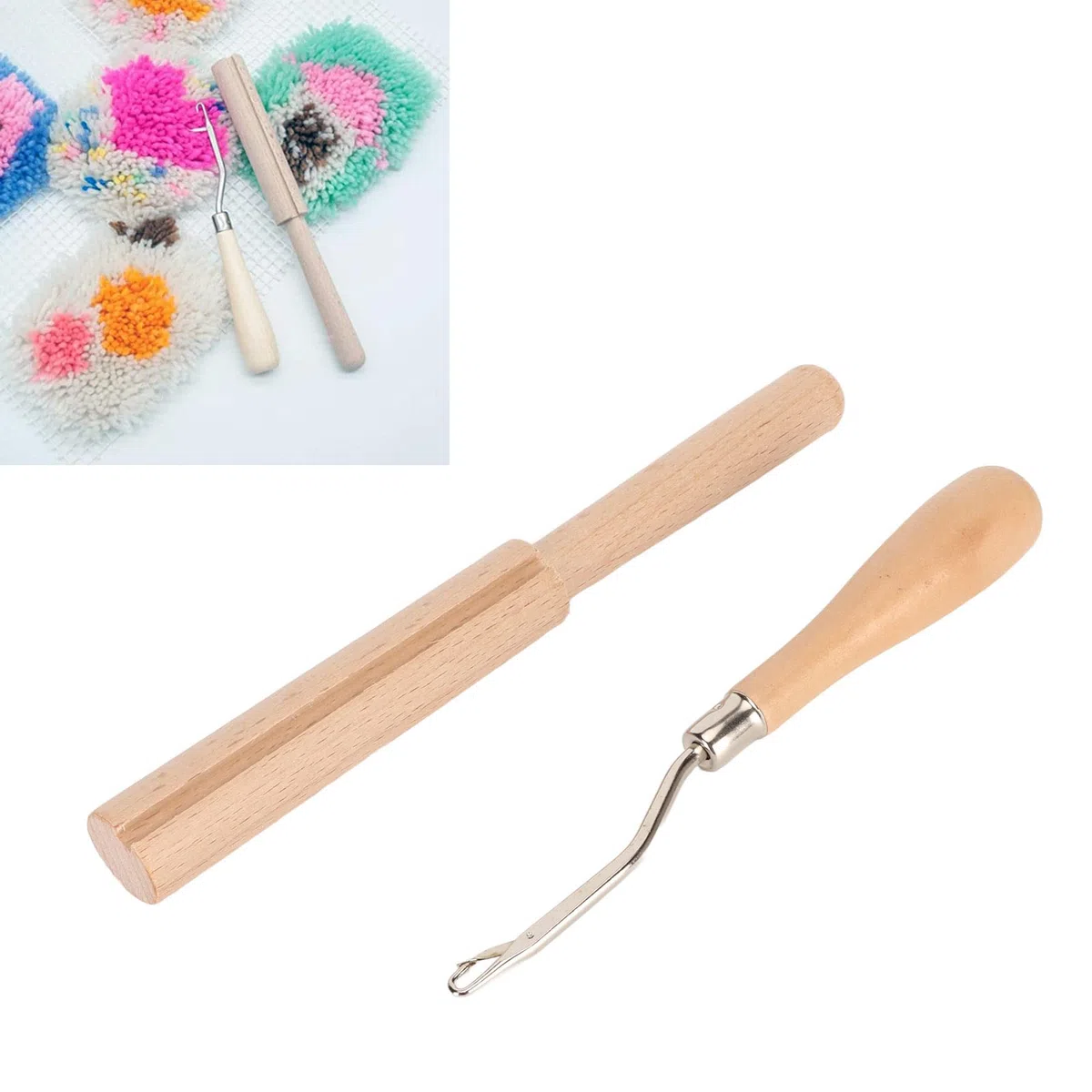 Strickwerkzeuge Zubehör mit Fadenschneider für -Handwerk, Gebogenes Holzhäkeln für -Handwerk, Stricken, Häkelnadel