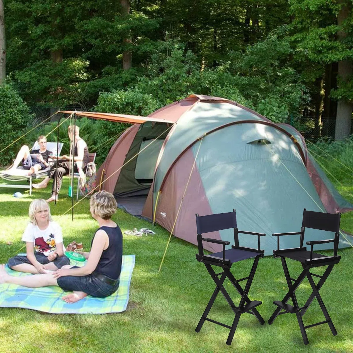 1 Paar Sitzbezüge, Casual Directors Chairs Cover Kit Ersatz Canvas Sitzbezüge Hocker Protector 2 Größe (schwarz)