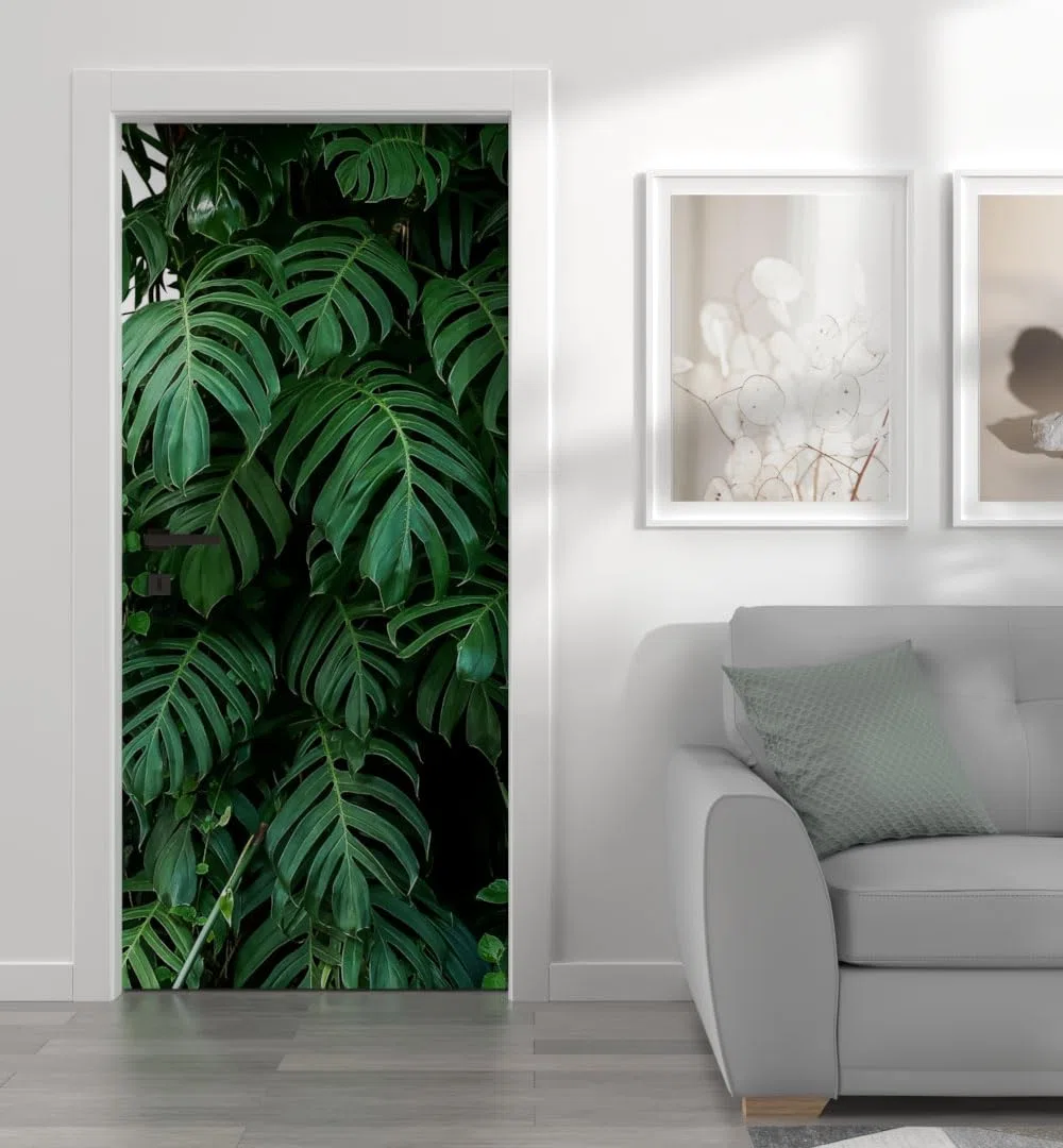 MyMaxxi Türtapete selbstklebend - Einteilige Türfolie 90x200 cm - Motiv: Grüne Blätter Türklebefolie zum verschönern & bekleben der Tür - Türaufkleber aus Klebefolie