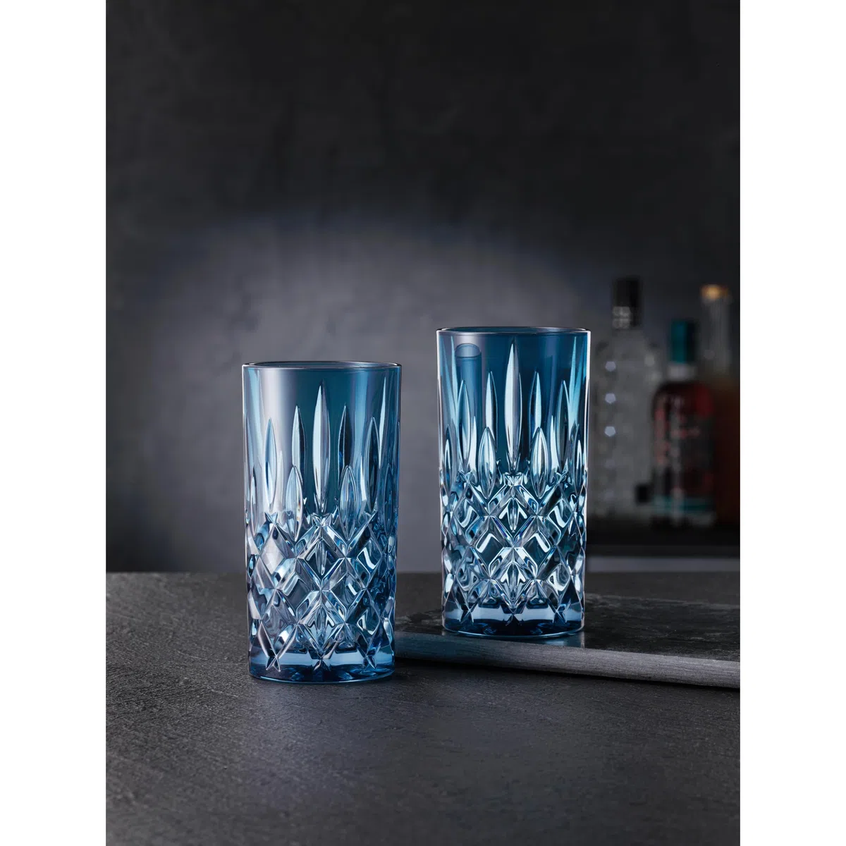 Nachtmann Longdrinkgläser Set 395 ml, 2 Stück, Blau, Noblesse, 105441, Cocktailgläser aus Kristallglas, Trinkgläser spülmaschinenfest