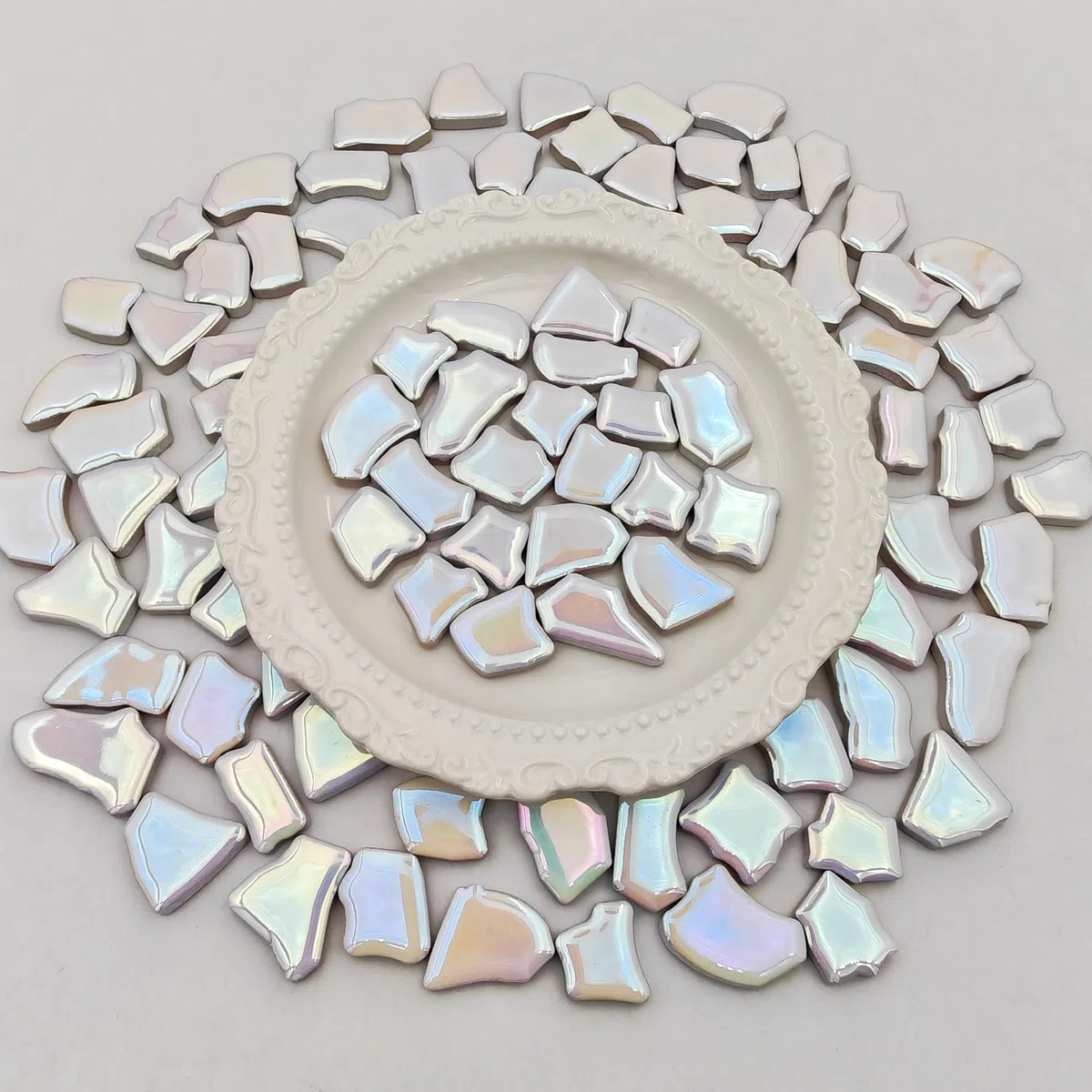 Unregelmäßige Keramik-Mosaikfliesen, 1,7 cm - 3,9 cm, 500 g/1,1 lb, Keramik-Mosaikfliesen zum Basteln, Keramik-Mosaikstücke für Heimdekoration oder Bastelarbeiten, Mosaik-Zubehör (schillerndes