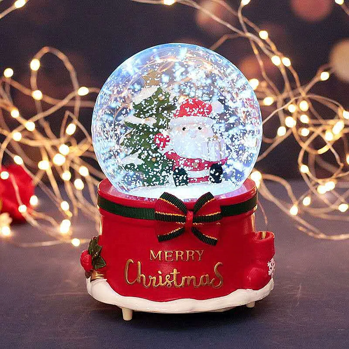 Weihnachten Schneekugel Laterne Musical, Schneekugeln Weihnachten mit Musik, Glitter Schneeflocken Eiszapfen beleuchtet Santa Claus dekorative Laterne