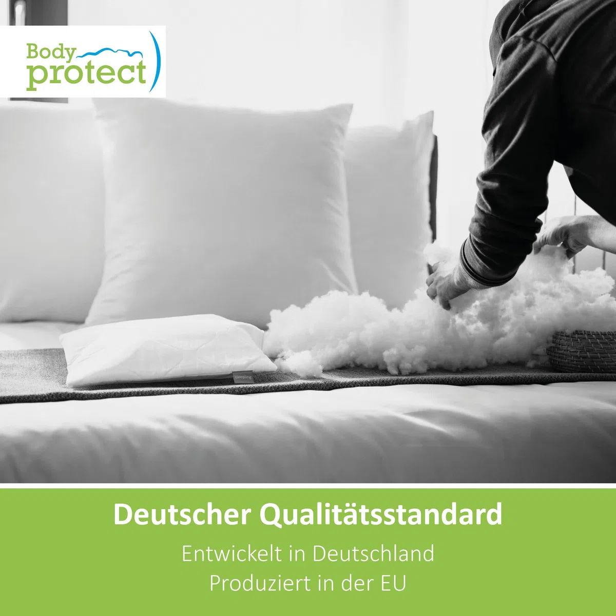 Bodyprotect Nackenrolle 15x40 cm mit weichem Mikroplüsch Bezug, Nackenkissen 15 x 40 cm, Kissen, Kissenrolle, Neck Pillow, Kopfkissen, Oeko-TEX, Made in EU, bis 40 Grad waschbar