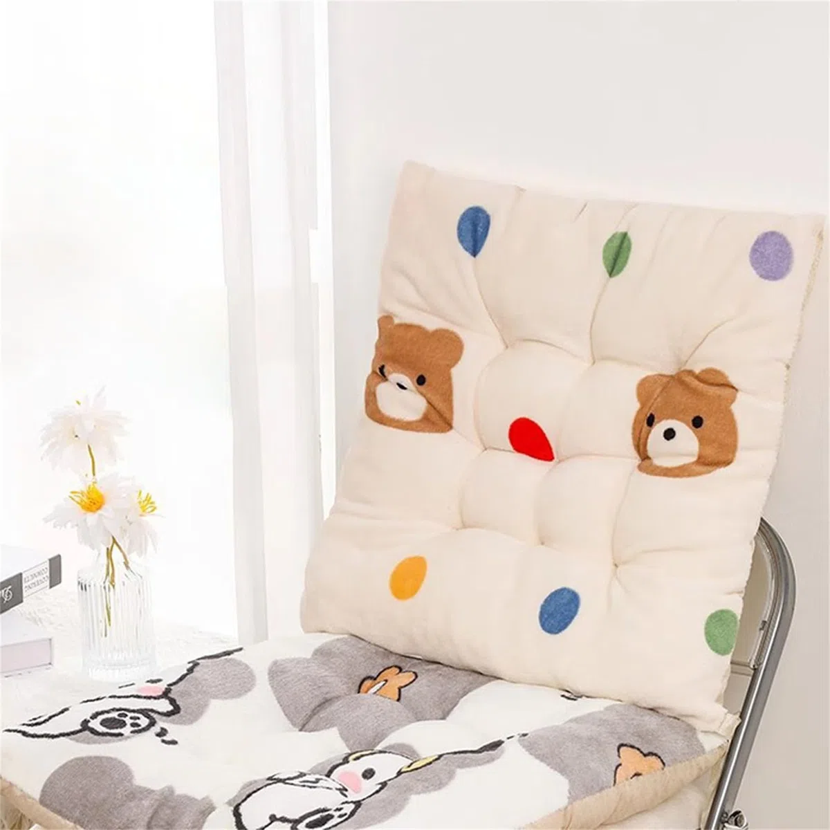 Sitzkissen Kinder Stuhlkissen für Schule, Memory Foam Kissen, Verdicktes PlüSch Sitzkissen, Winter Warm Zu Halten Rutschfeste Sitzkissen für Outdoor & Indoor Gartenstuhl (Kaninchen,40X40 cm)