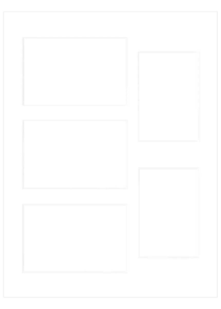 nielsen Passepartout Premium Karton 2,5 mm, Außenformat 30x40 cm für 3 Bilder 10x15 und 2 Bilder 9x13 cm, hellweiß