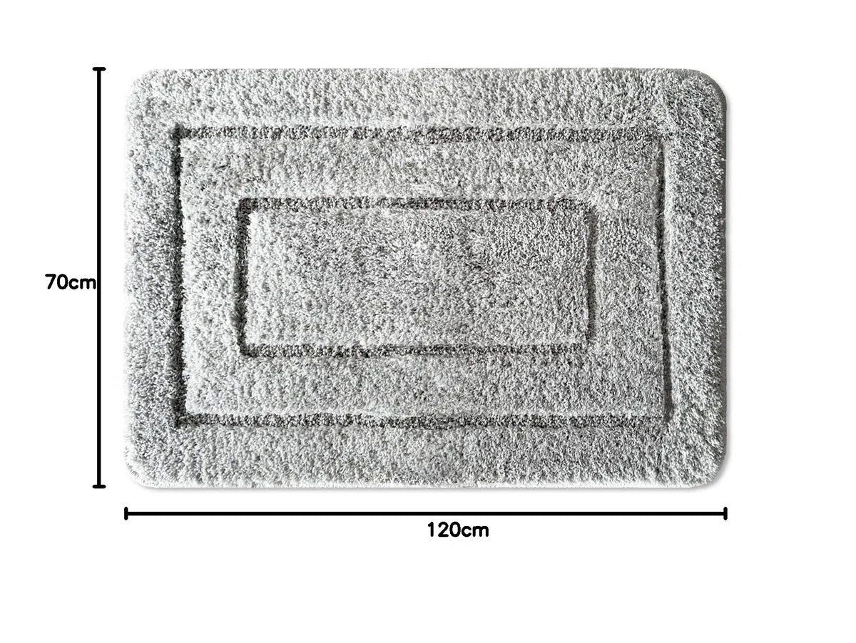KARAT Badteppich Atlantis - extra flauschig & schnelltrocknend - Badezimmerteppich mit rutschsicherer Rückseite - Badematte Duschvorleger (70 x 120 cm, Silbergrau)