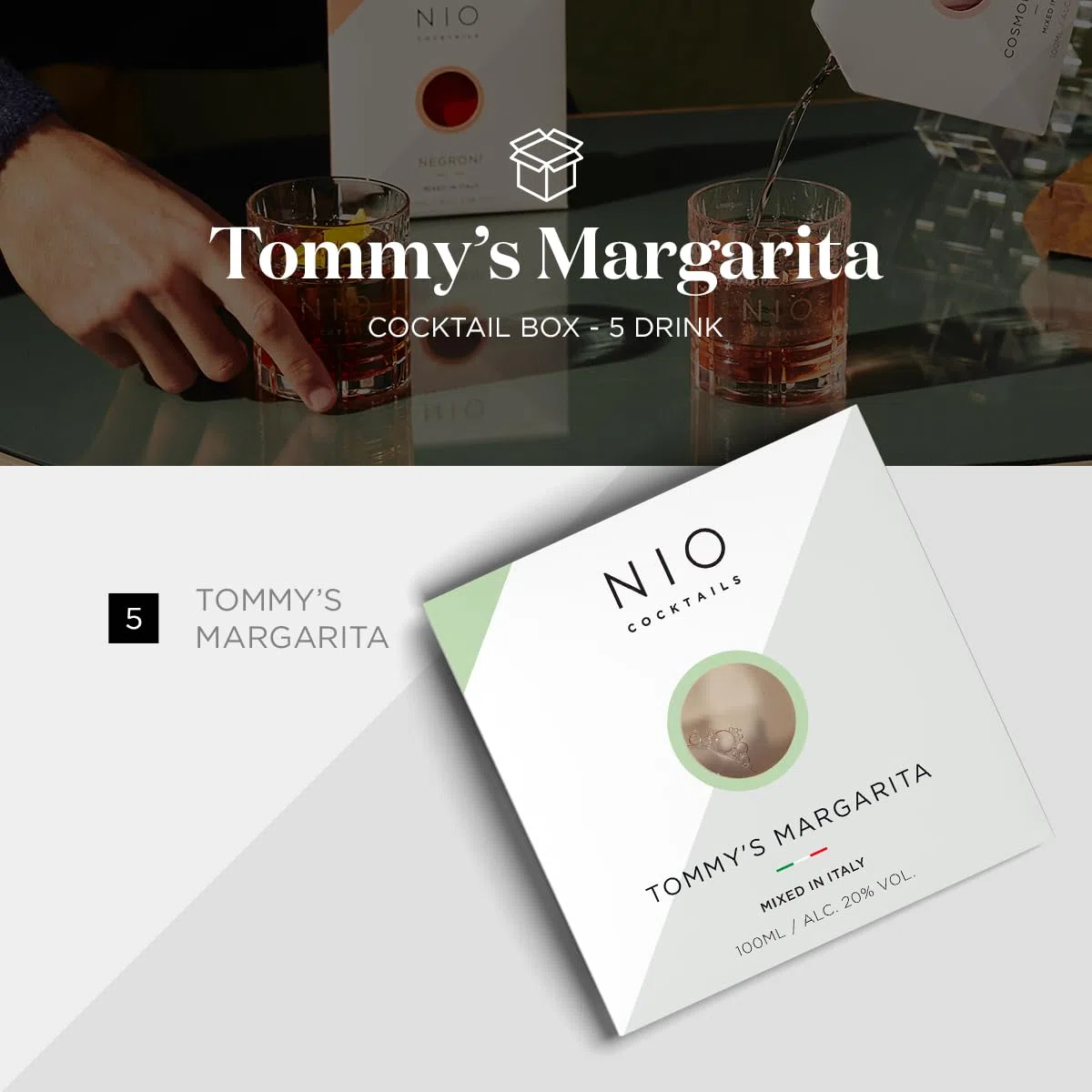 NIO Cocktails Tommys Margarita-Cocktails 5-Stück à 100 ml