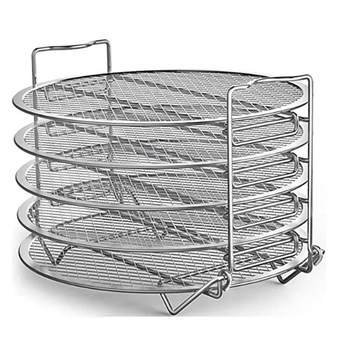 Dehydrator Rack Edelstahl Ständer Zubehör, Kompatibel mit Instant Pot, 5 stapelbare Schichten, Silberfarben, Rund