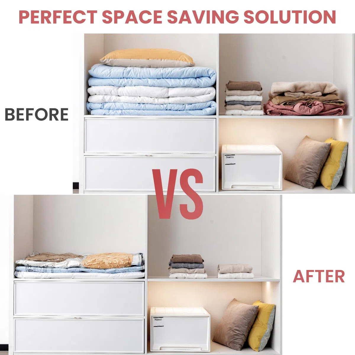 TAILI Vakuumbeutel für Bettdecken 4 Stück Super Groß 120 X 100 CM Vakuumierbeutel für Kleidung, Decke, Bettwäsche, Platz Sparen Aufbewahrungsbeutel für Reisen Und Tägliche Aufbewahrung