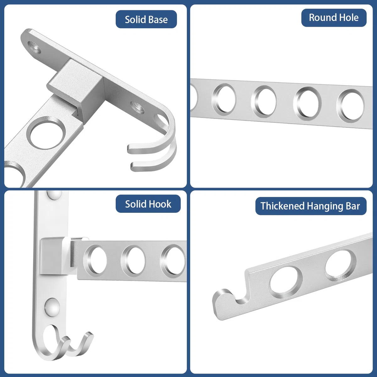 Kleiderhaken Klappbar, Wand Kleiderständer Kleiderlüfter Wandhaken Klappbar, Klapphaken für Balkon Waschküche Badezimmer (Silber)