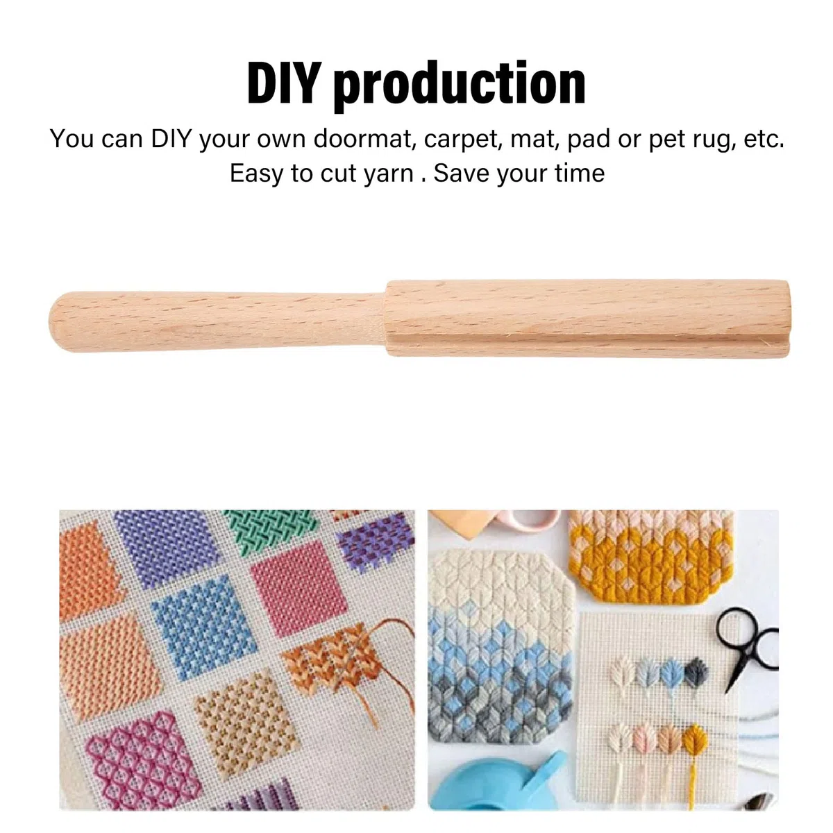 Holz-Garnschneider-Werkzeug, Einfach zu Schneidendes, Gebogenes Knüpfhaken-Werkzeug für Stickerei-DIY-Bastelarbeiten