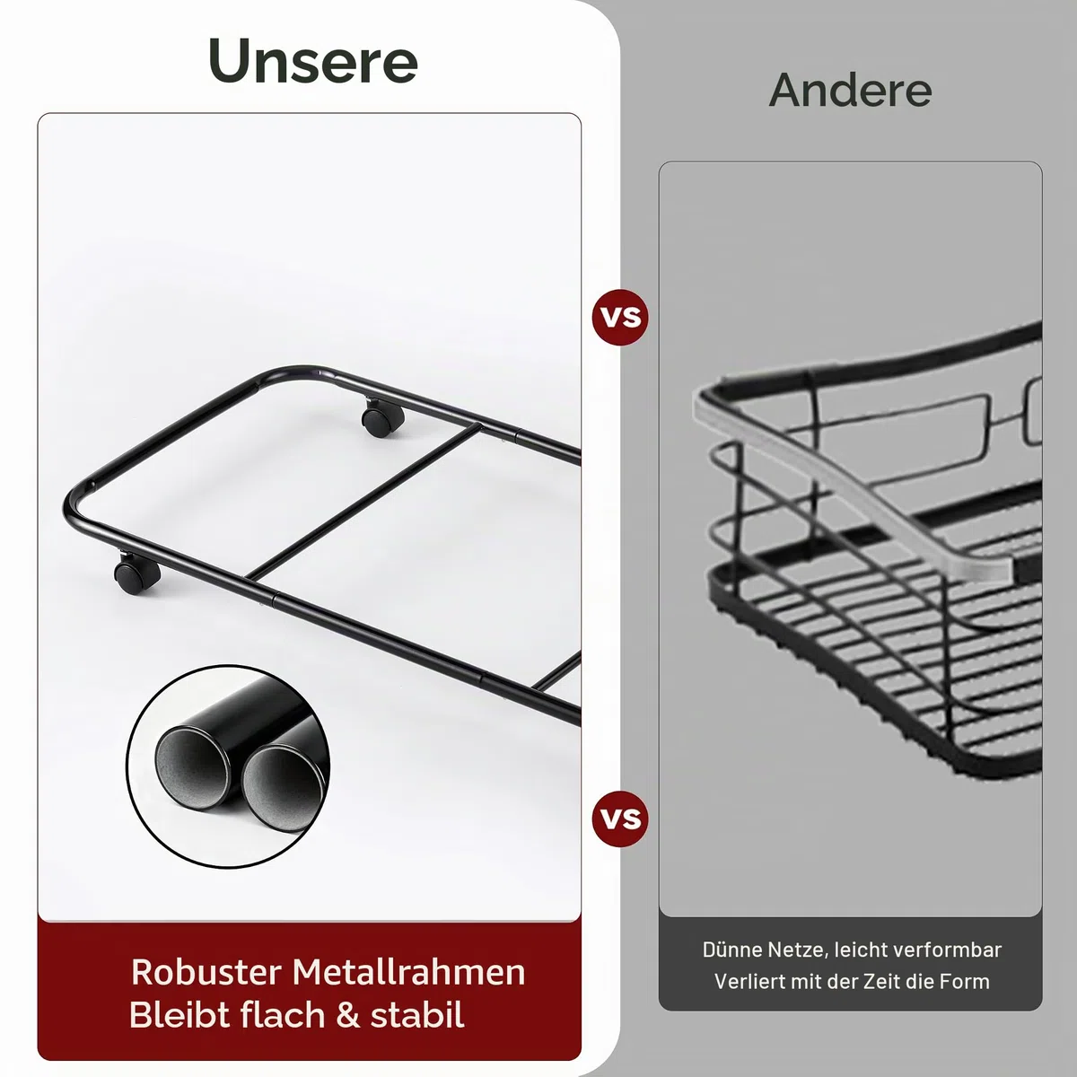 KitHreo Unterbettkommode mit Rollen, 2 Stück Unterbett-Aufbewahrungsbehälter, rollender Unterbett-Organizer, große Kapazität, einfache Montage, stabil, Schubladen unter dem Bett auf Rädern für (Grey)