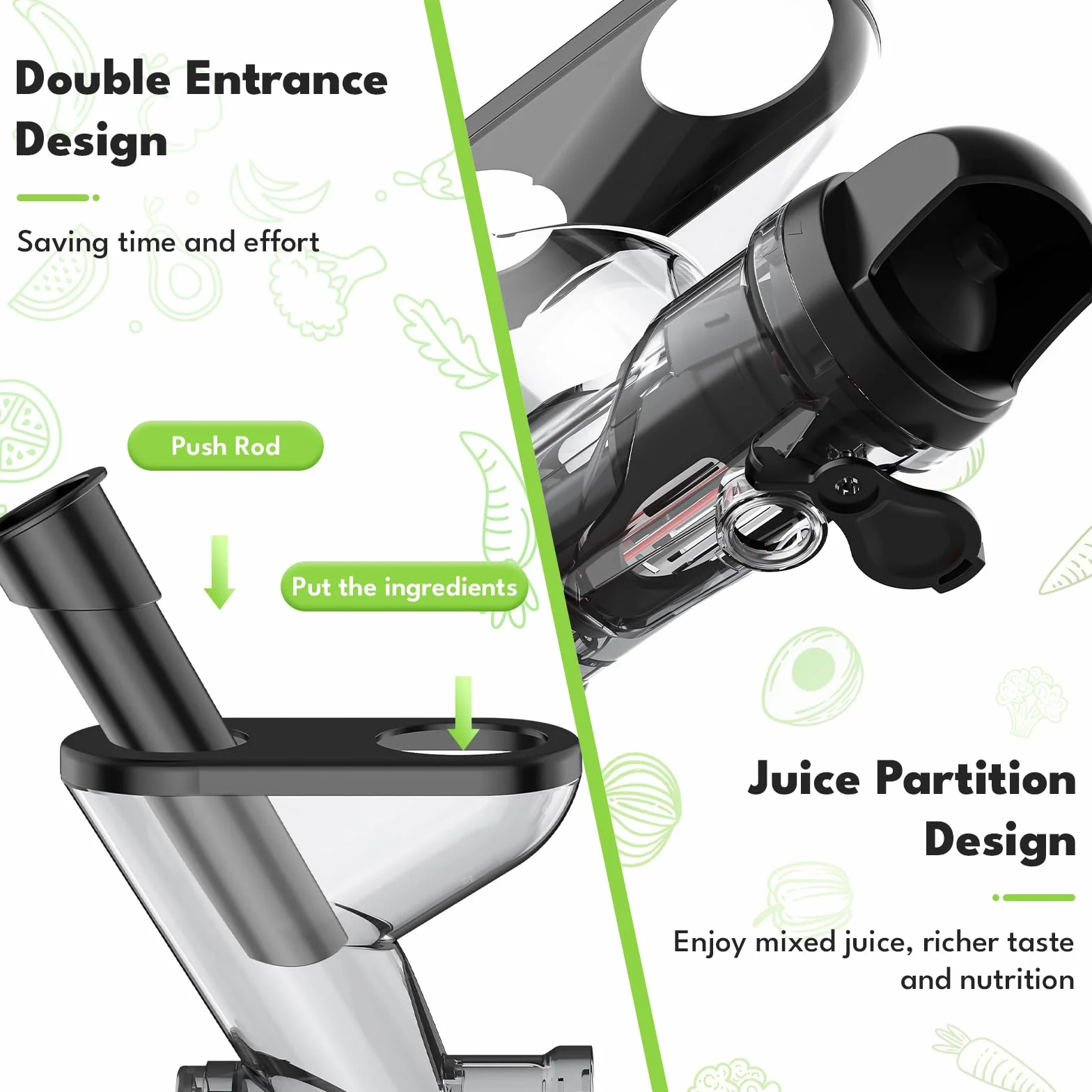 TPGSING Kau Entsafter Aufsatz für KitchenAid Standmixer, Kaltpressen Langsamer Entsafter Aufsatz für KitchenAid, Entsafteraufsatz für Kitchen Aid mit Dual-Einfüllschacht für Gemüse und Obst