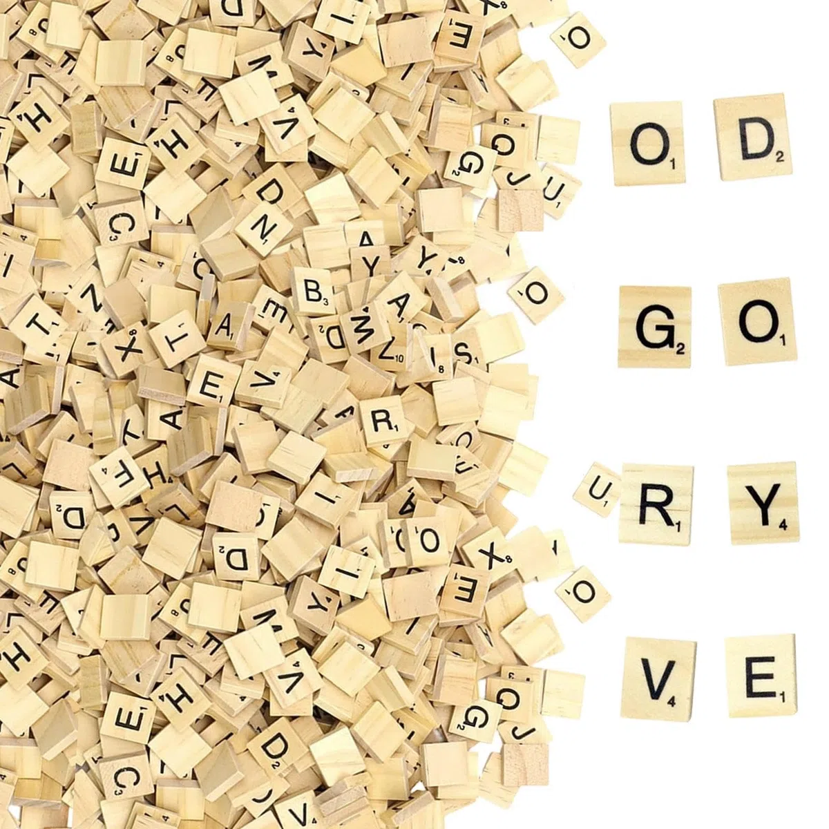 1000 Stück Scrabble Buchstaben Holz, Holzbuchstaben Klein, 20x18x5mm Lernbuchstaben mit Kantenschliff & Aufbewahrungsbeutel, Buchstaben Holz Geeignet für DIY, Spiele und Vorschulerziehung