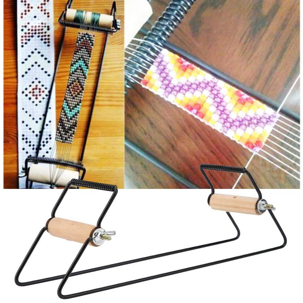 Perlen-Webstuhl, aus Holz und Edelstahl, robust und leicht, zum Weben von Armbändern, Halsketten